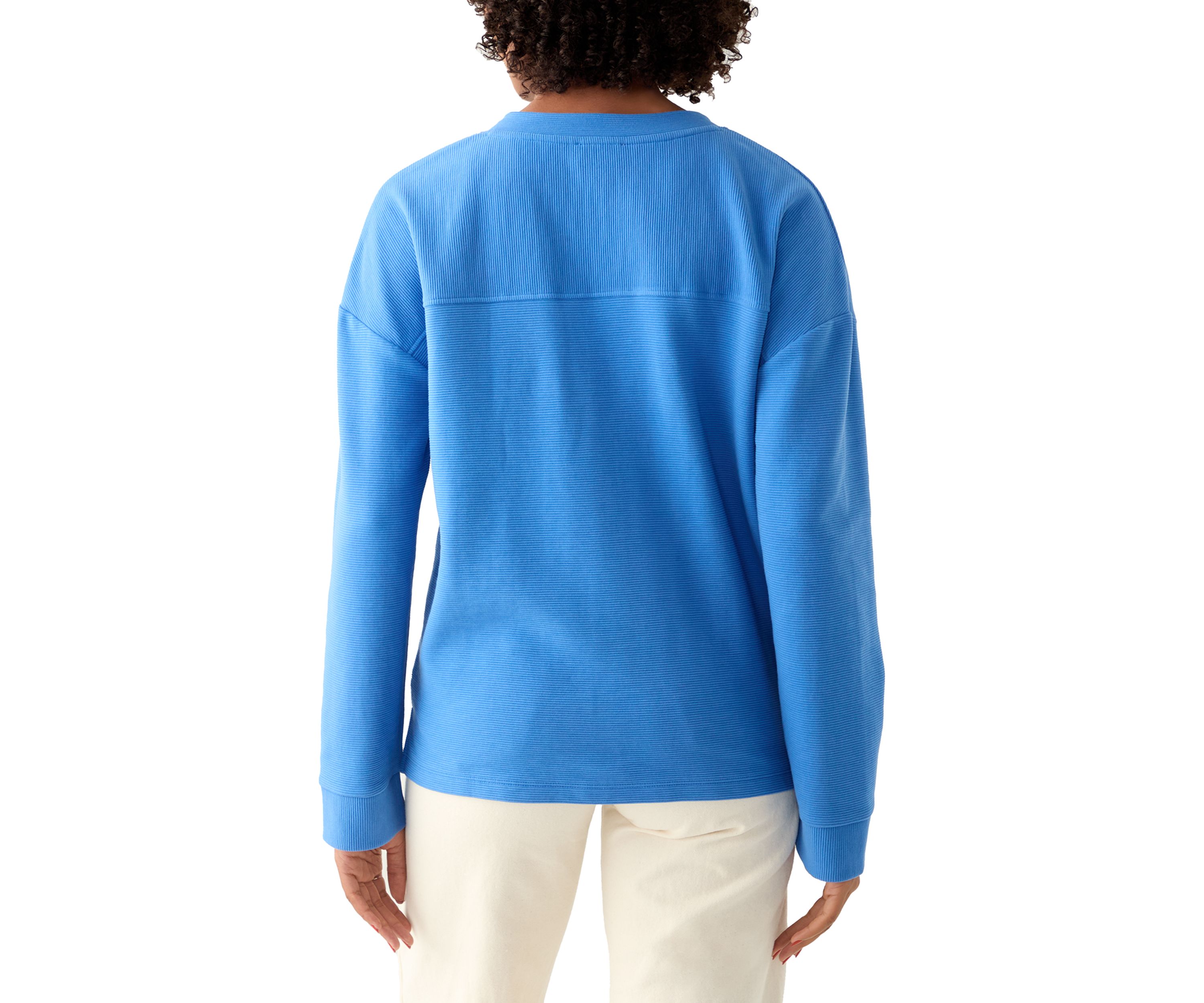 Womens Long Sleeve Ottoman Split Neck T-Shirt