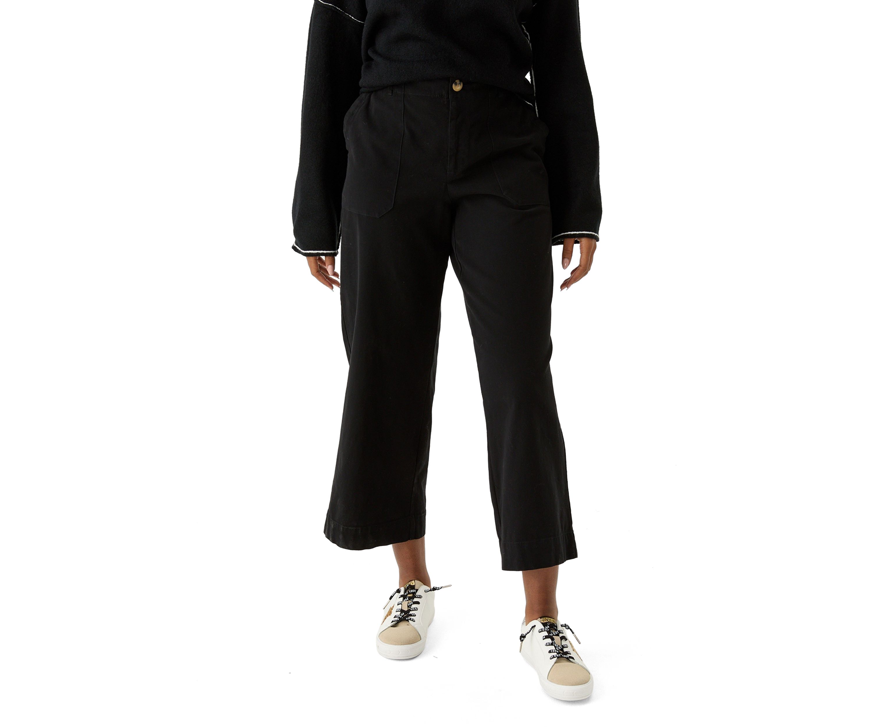 Womens High Rise Wide Leg Crop Utility Jeans