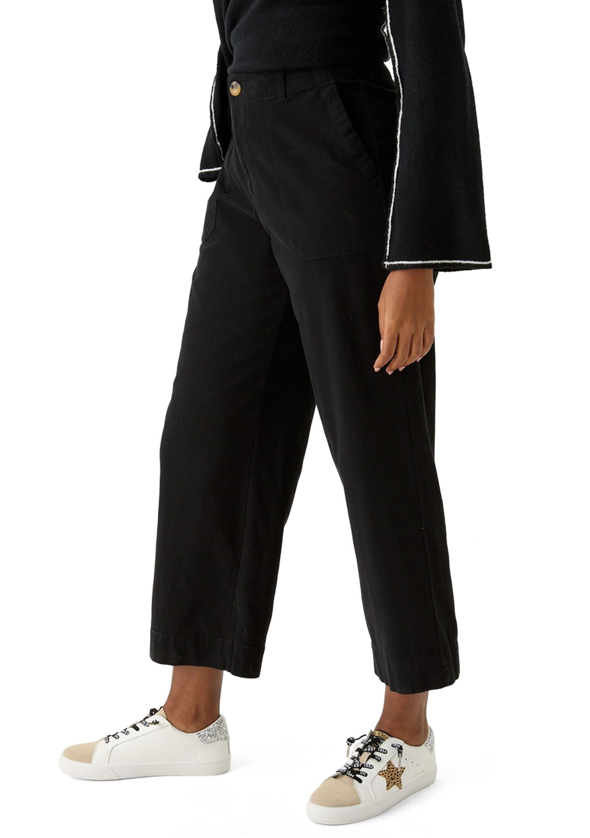 Womens High Rise Wide Leg Crop Utility Jeans
