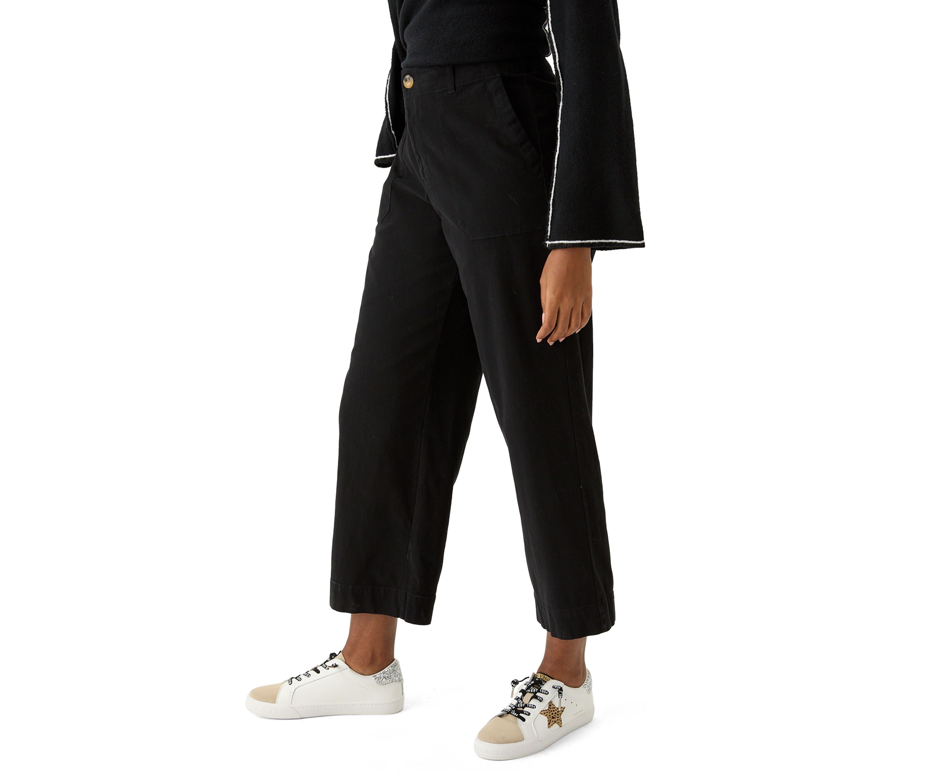 Womens High Rise Wide Leg Crop Utility Jeans