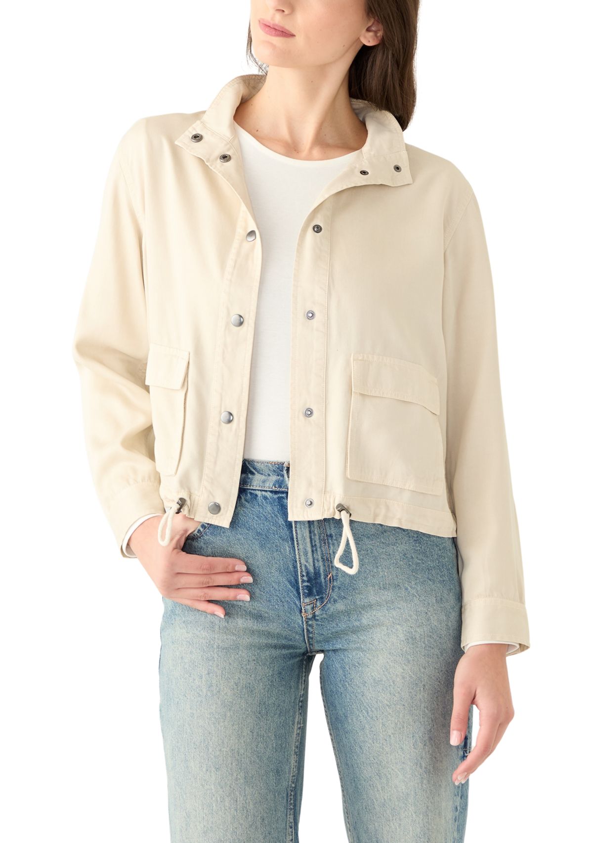 Womens Solid Cropped Jacket