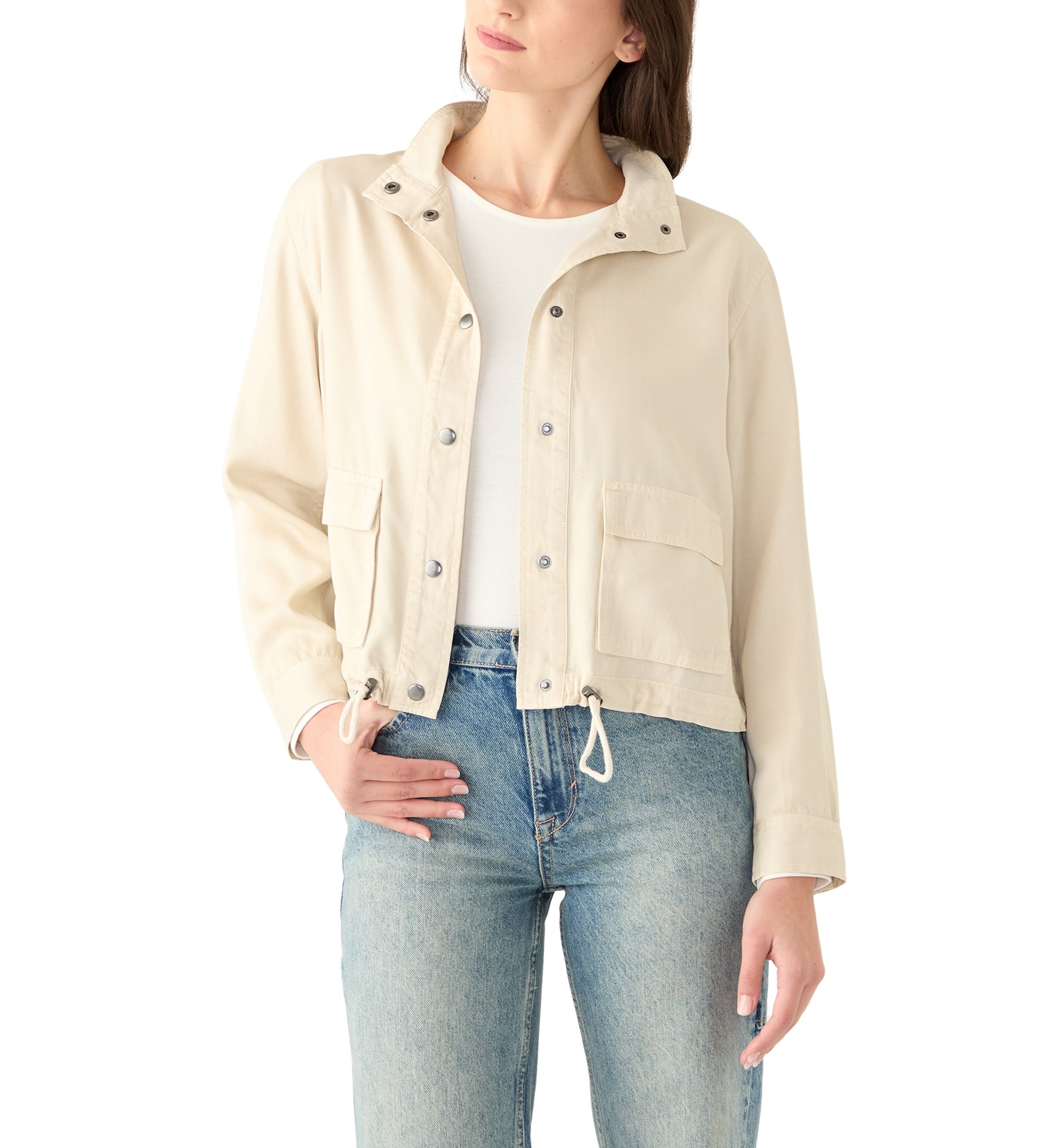 Womens Solid Cropped Jacket
