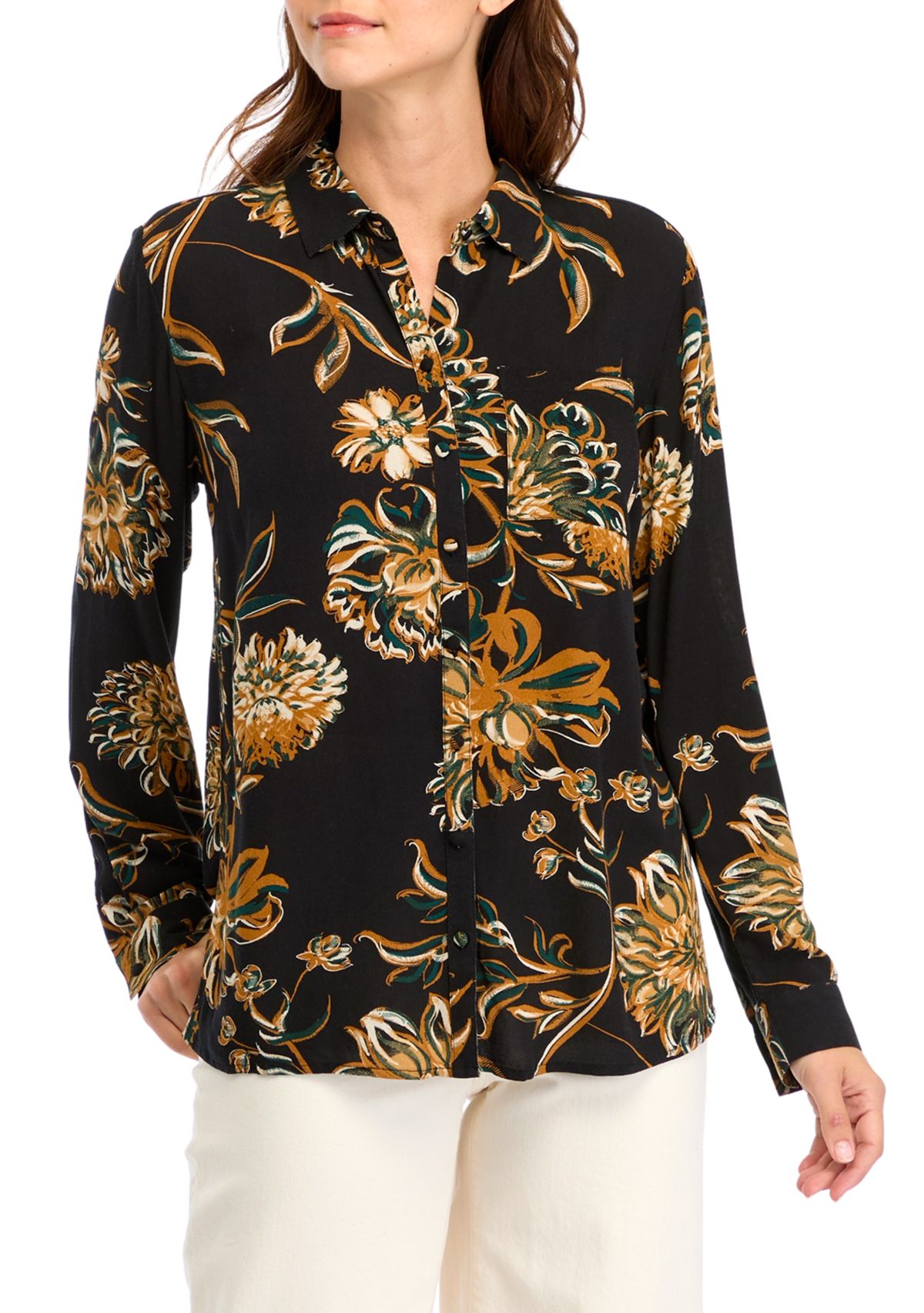 Womens Printed Button Down Shirt 