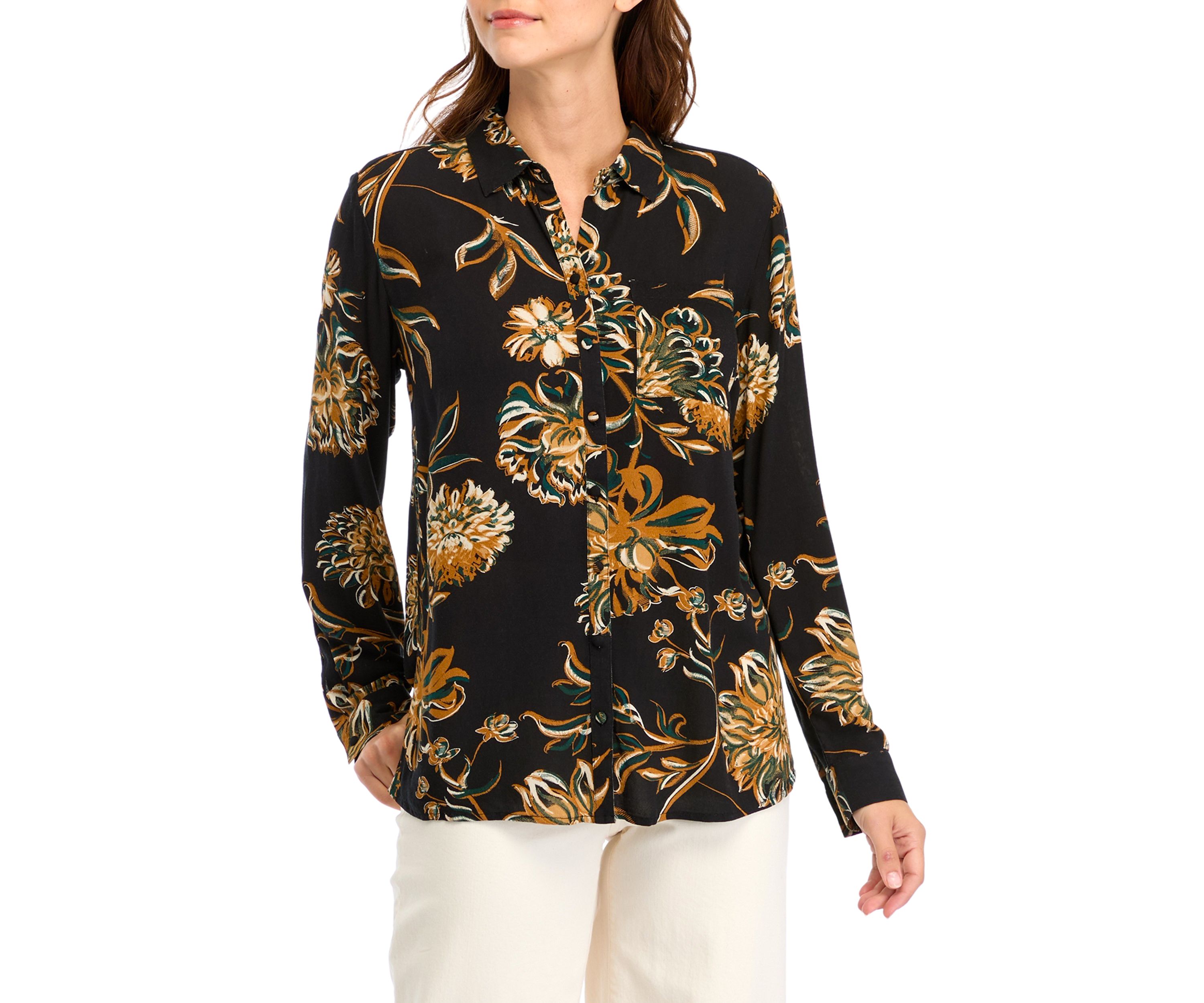 Womens Printed Button Down Shirt 