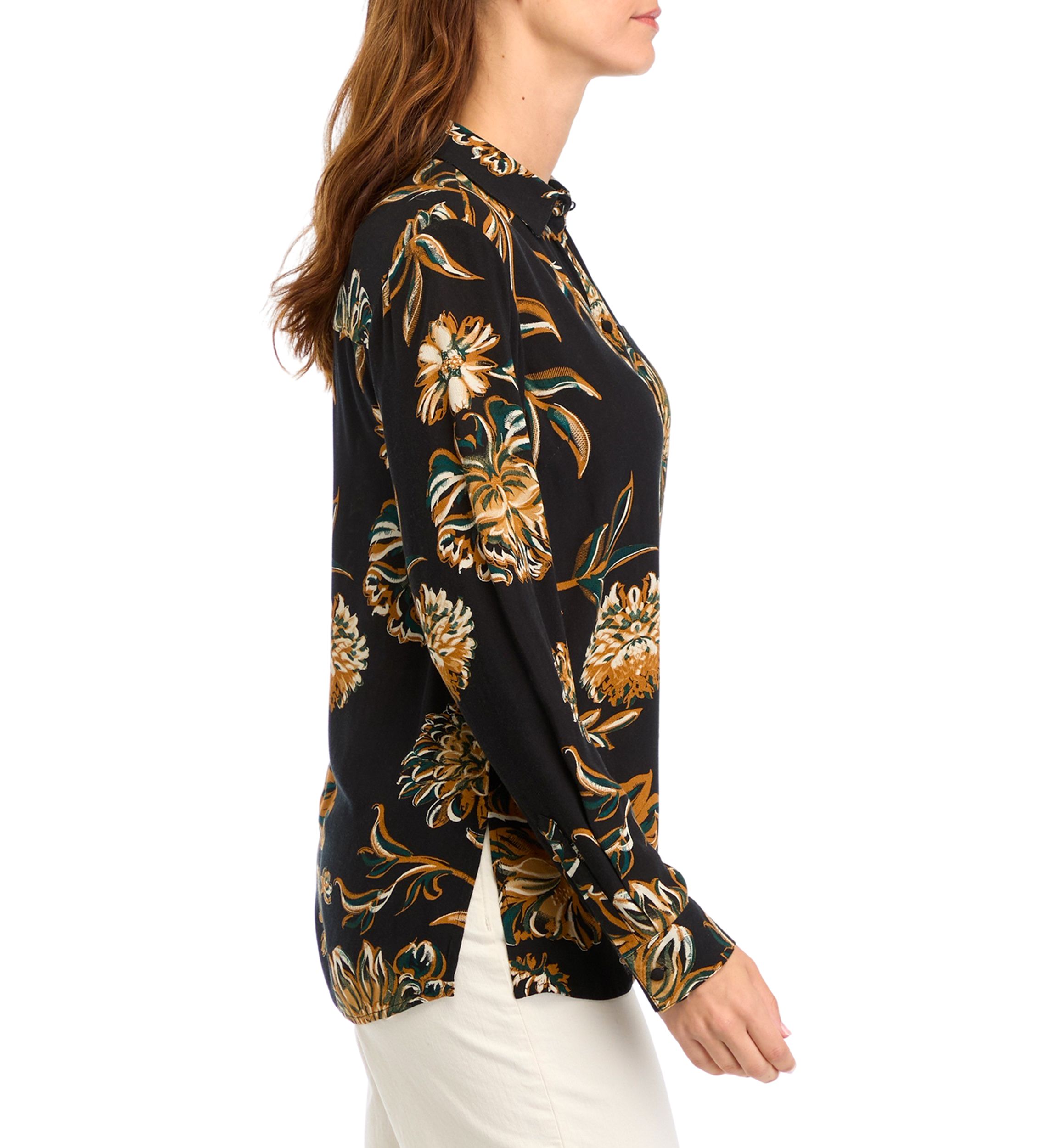 Womens Printed Button Down Shirt 