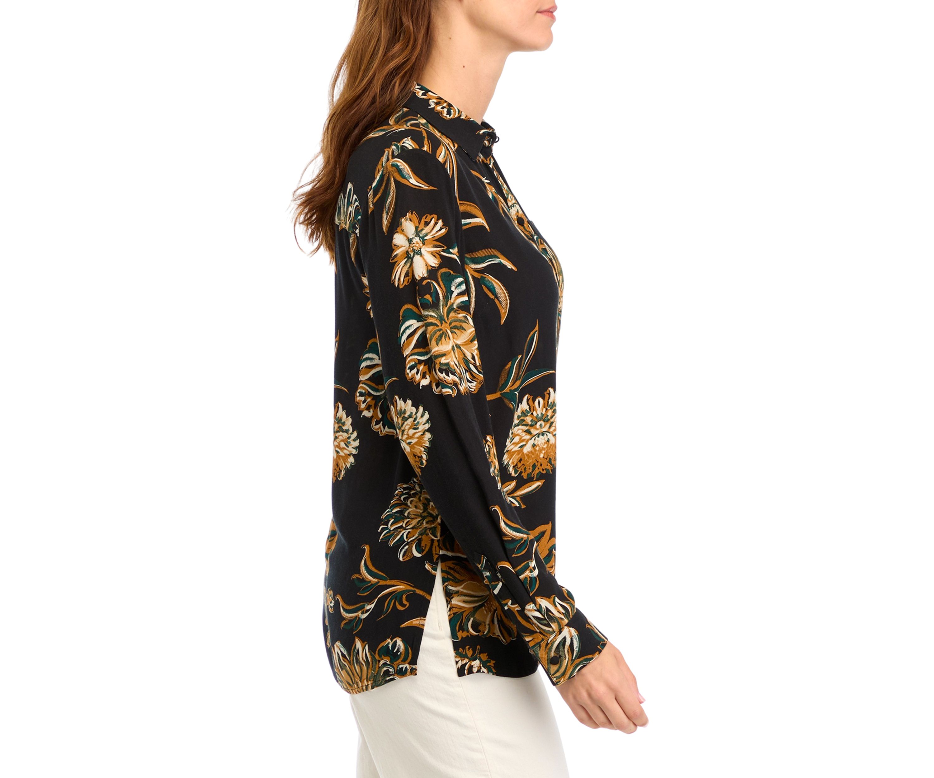 Womens Printed Button Down Shirt 