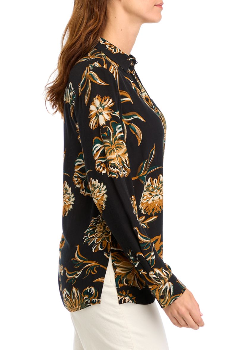 Womens Printed Button Down Shirt 