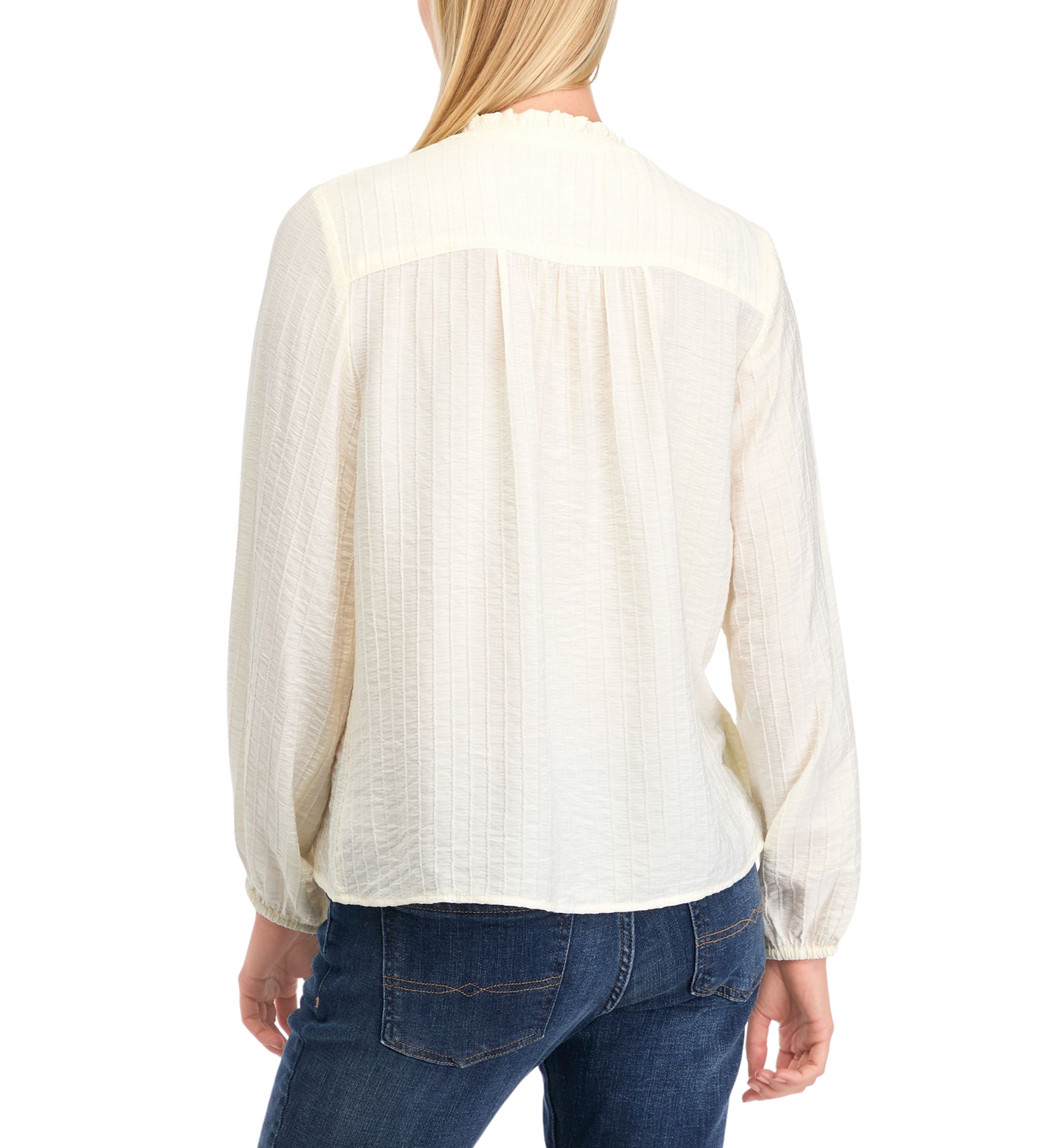 Womens Textured Popover Top
