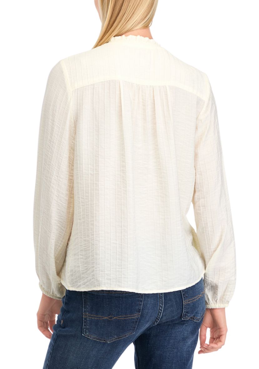 Womens Textured Popover Top