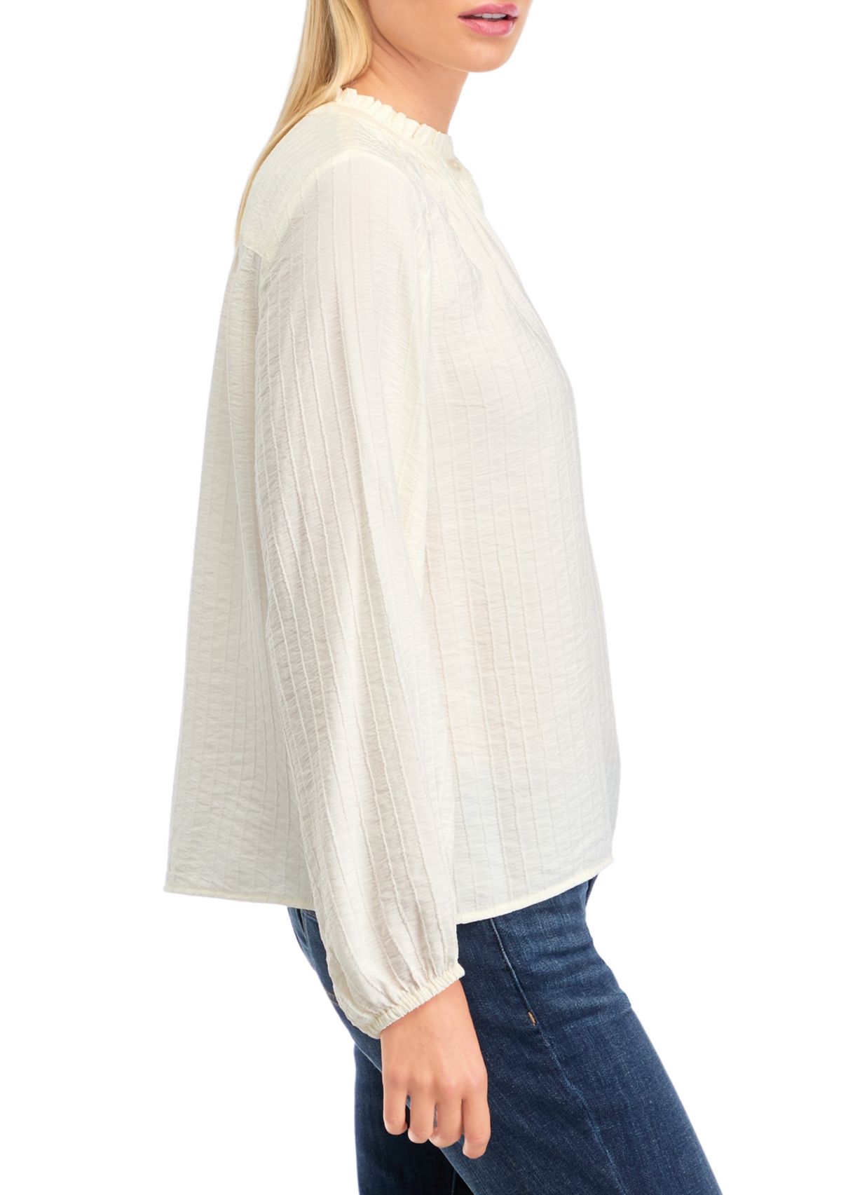 Womens Textured Popover Top