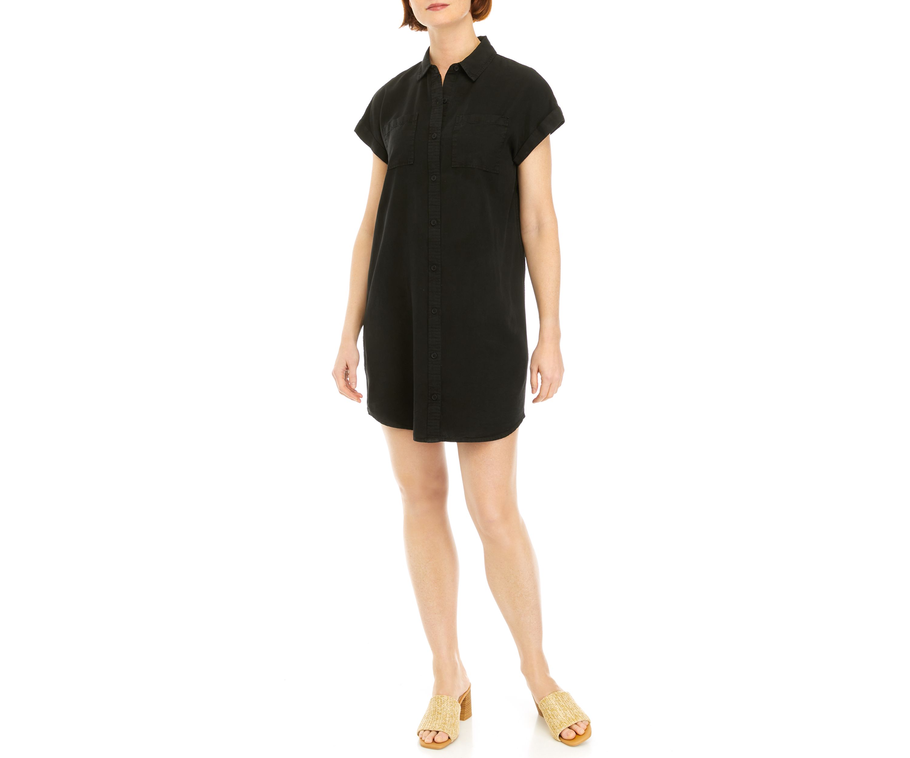 Womens Short Cap Sleeve Shirtdress