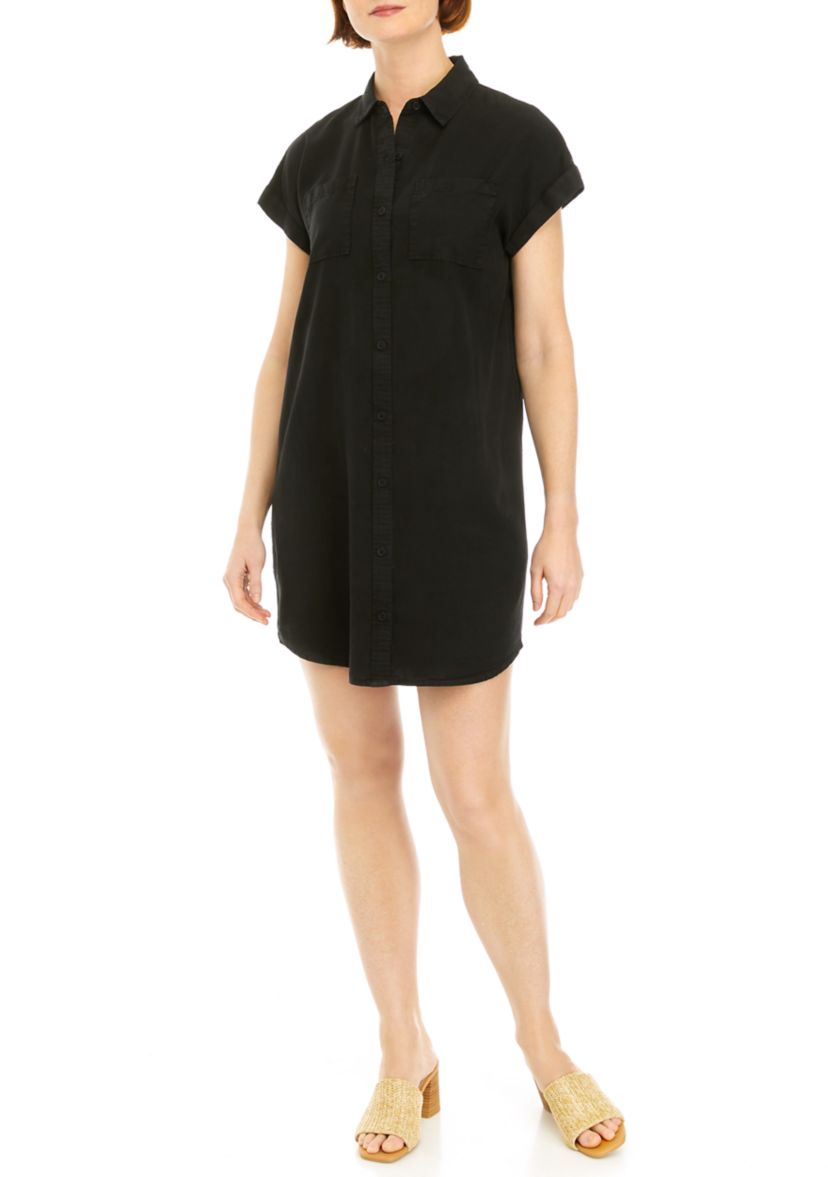 Womens Short Cap Sleeve Shirtdress