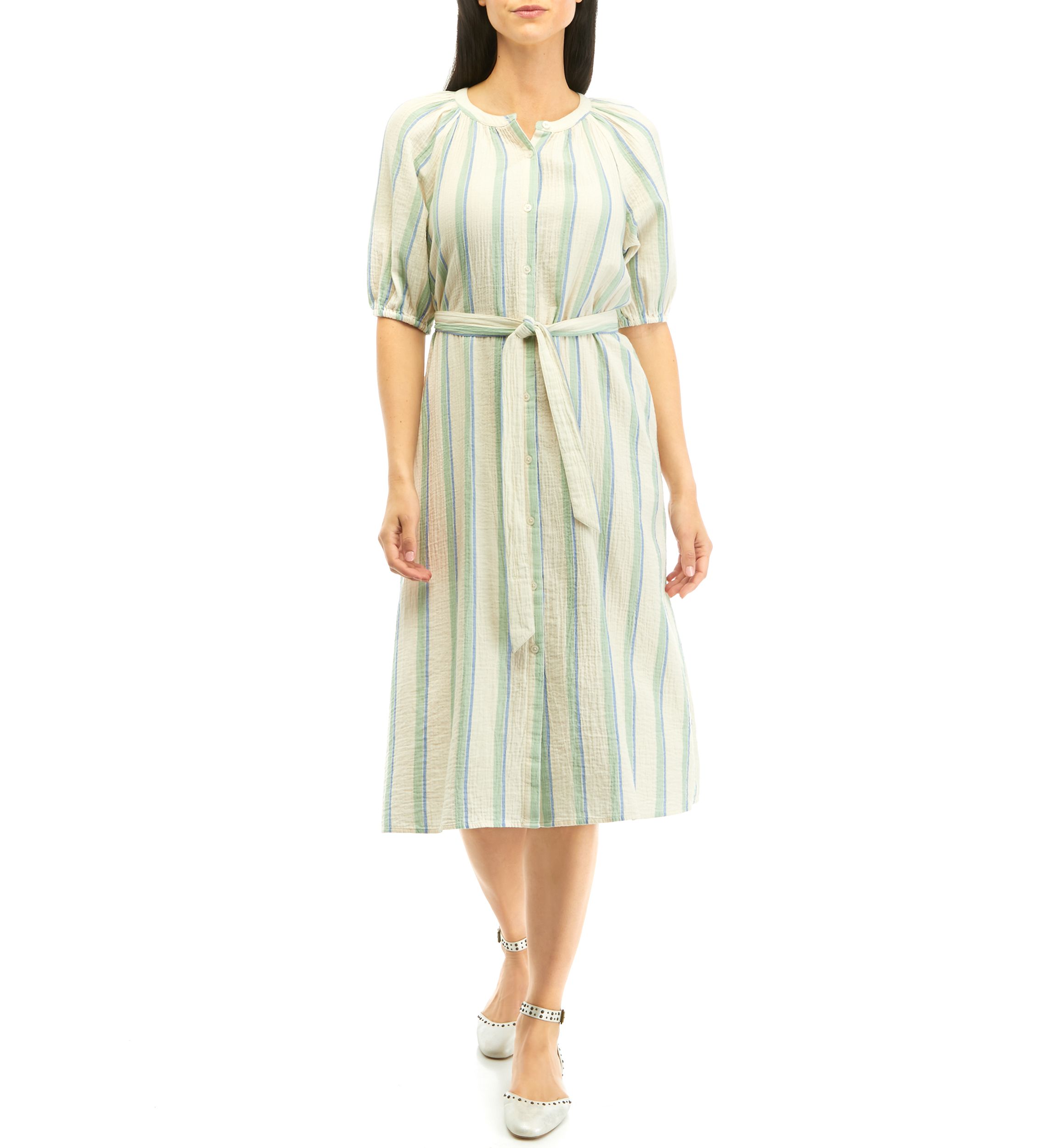 Womens Button Front Midi Dress