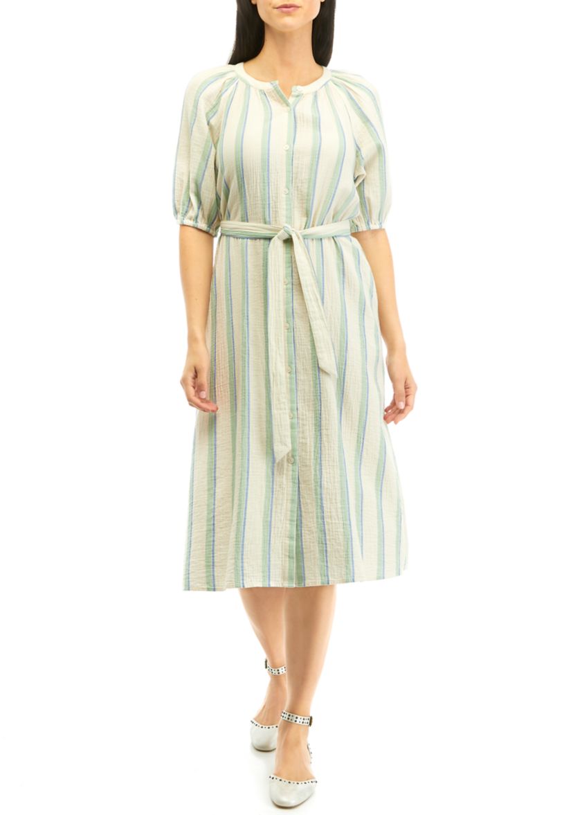 Womens Button Front Midi Dress