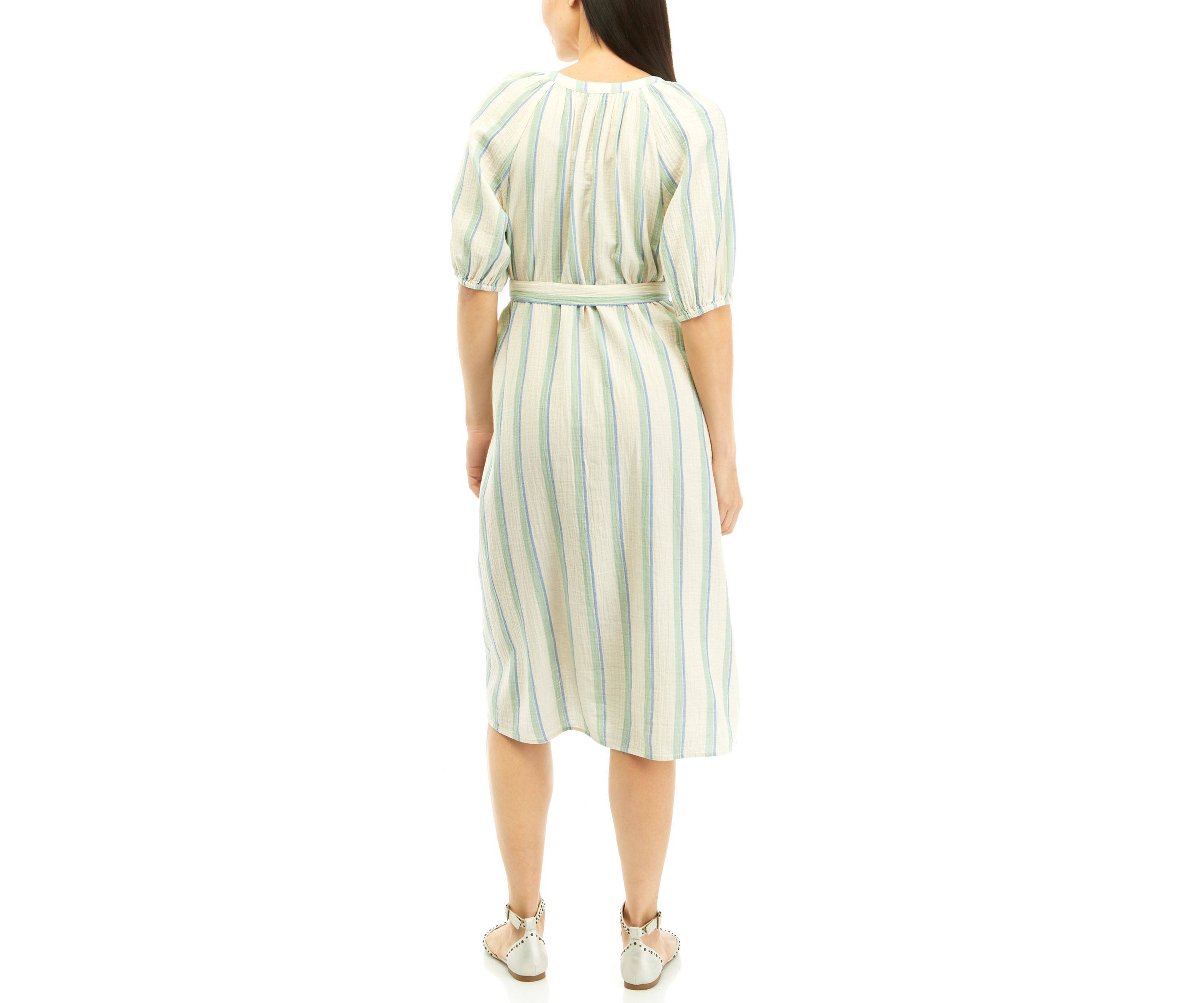 Womens Button Front Midi Dress