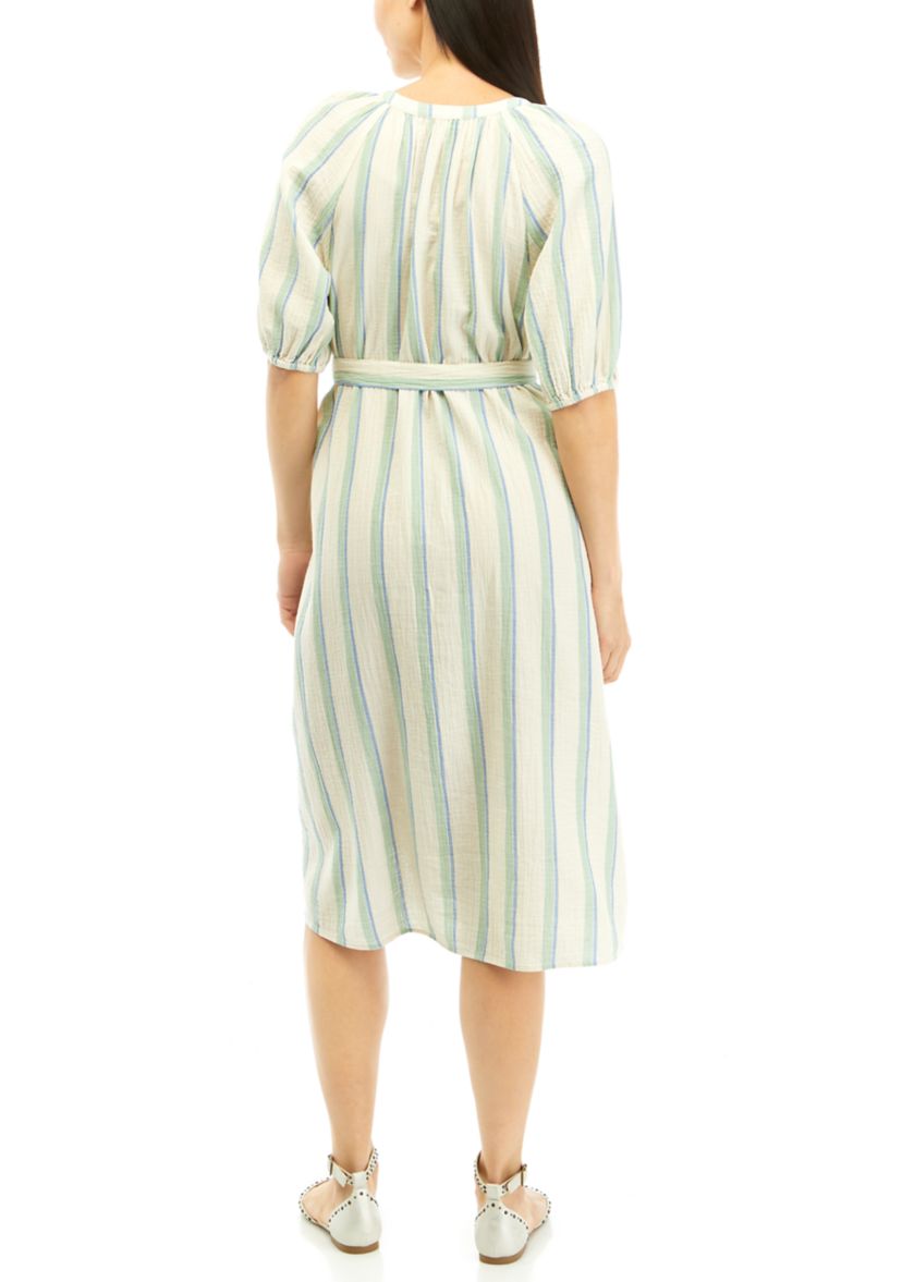 Womens Button Front Midi Dress
