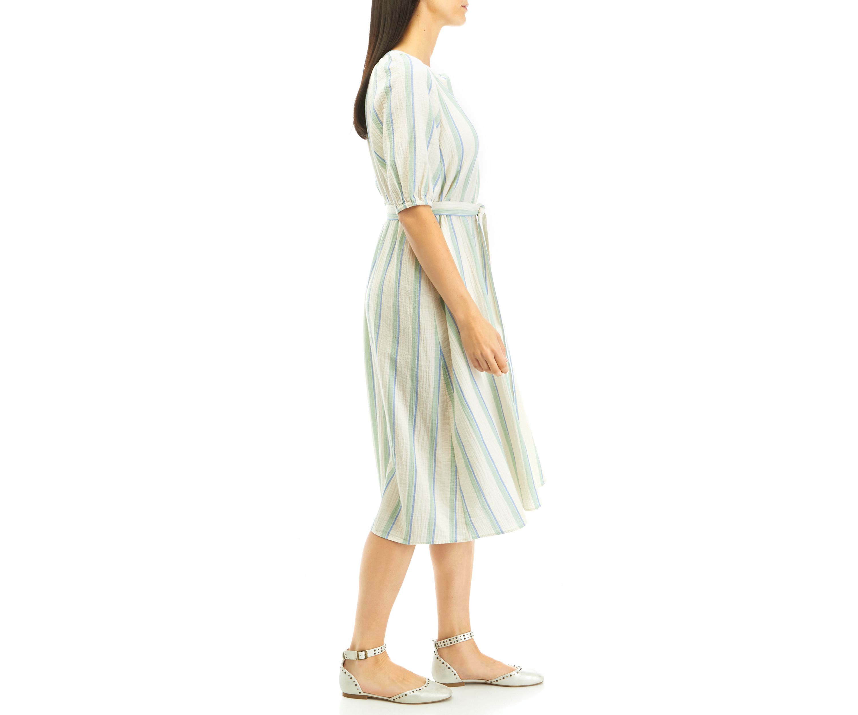 Womens Button Front Midi Dress
