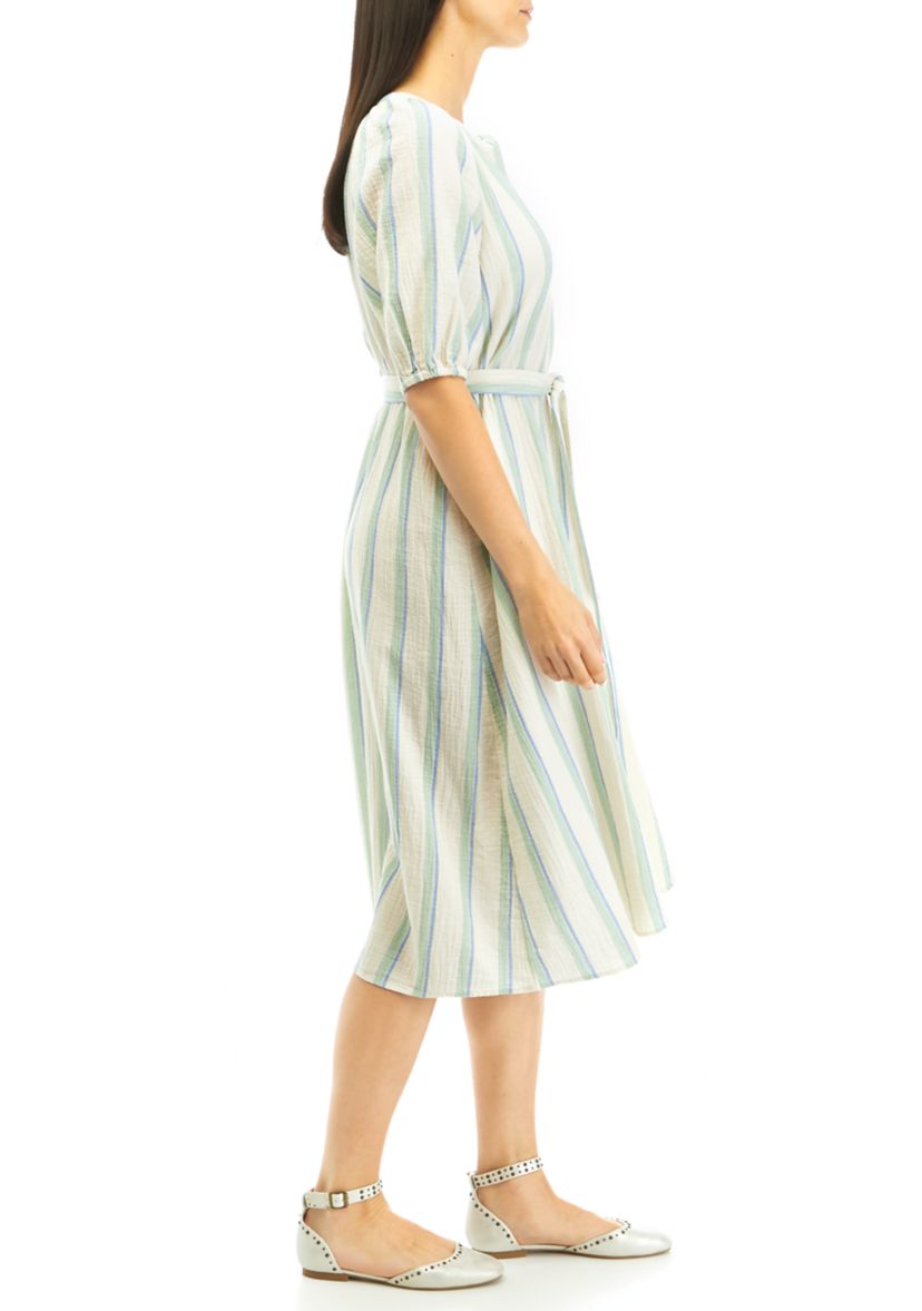 Womens Button Front Midi Dress