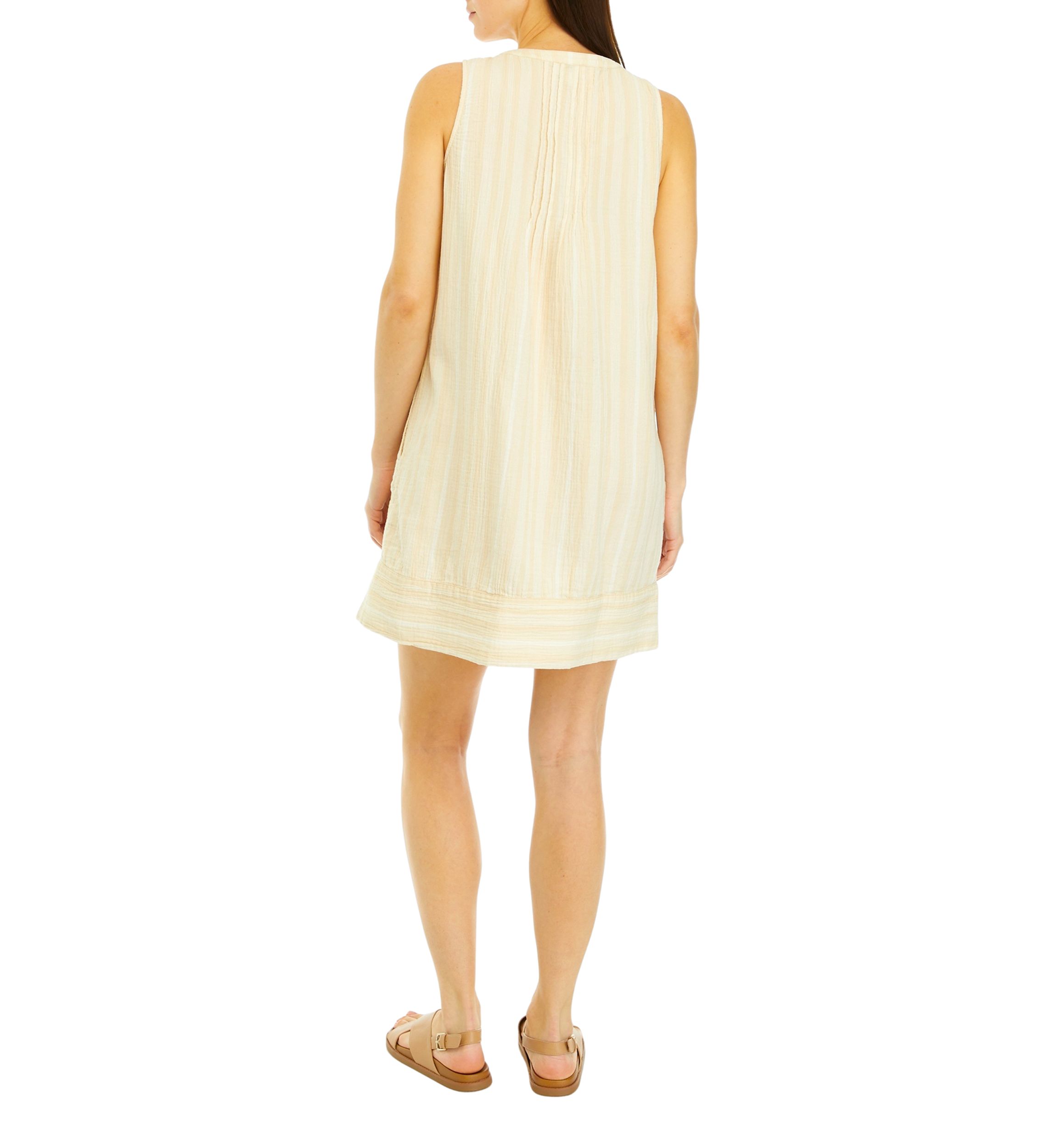 Womens Sleeveless Pintuck Yarn Dyed Dress