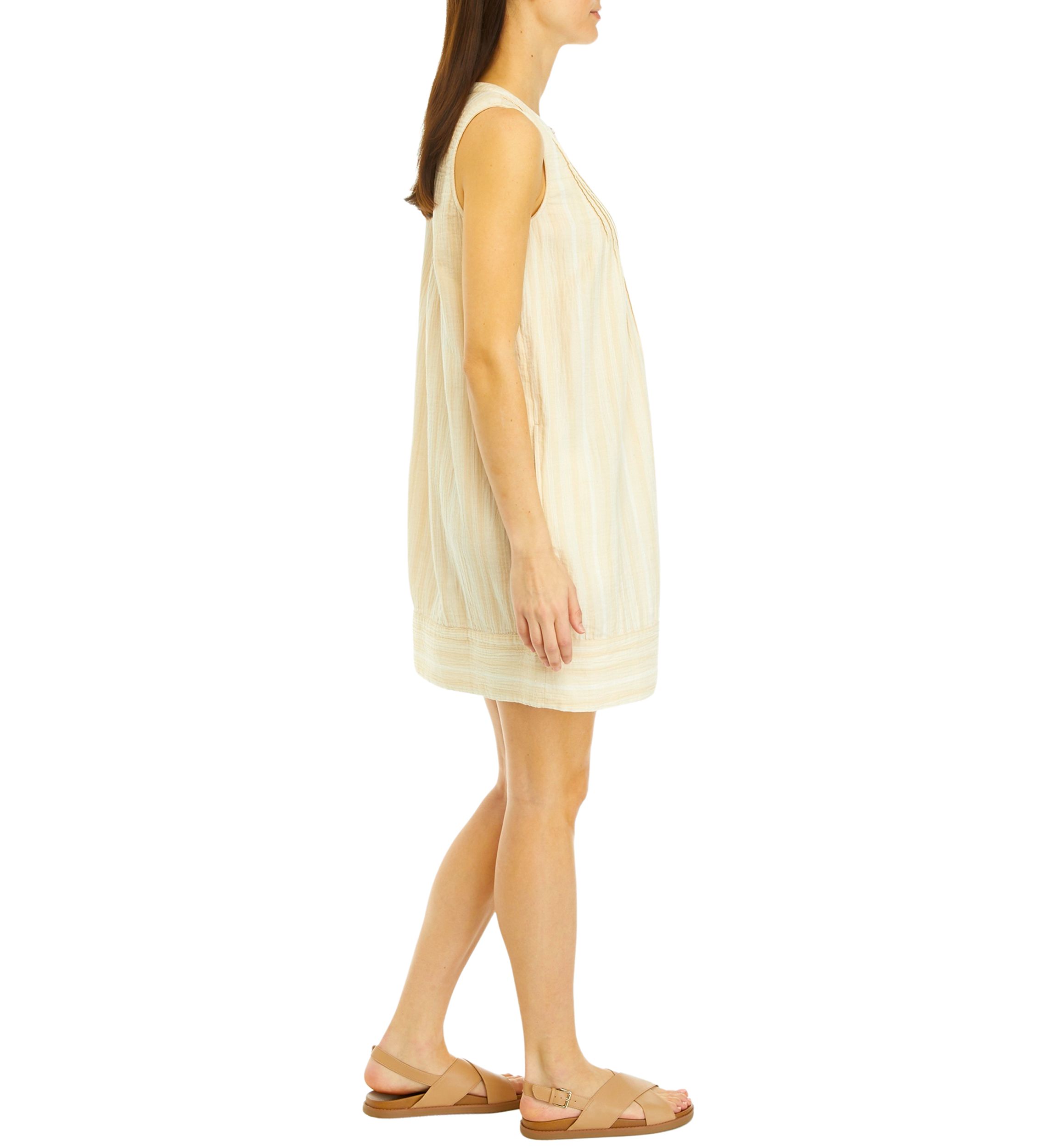 Womens Sleeveless Pintuck Yarn Dyed Dress