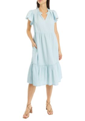 Wonderly Women's Flutter Sleeve Midi Dress, Blue, X-Large -  0480027357811