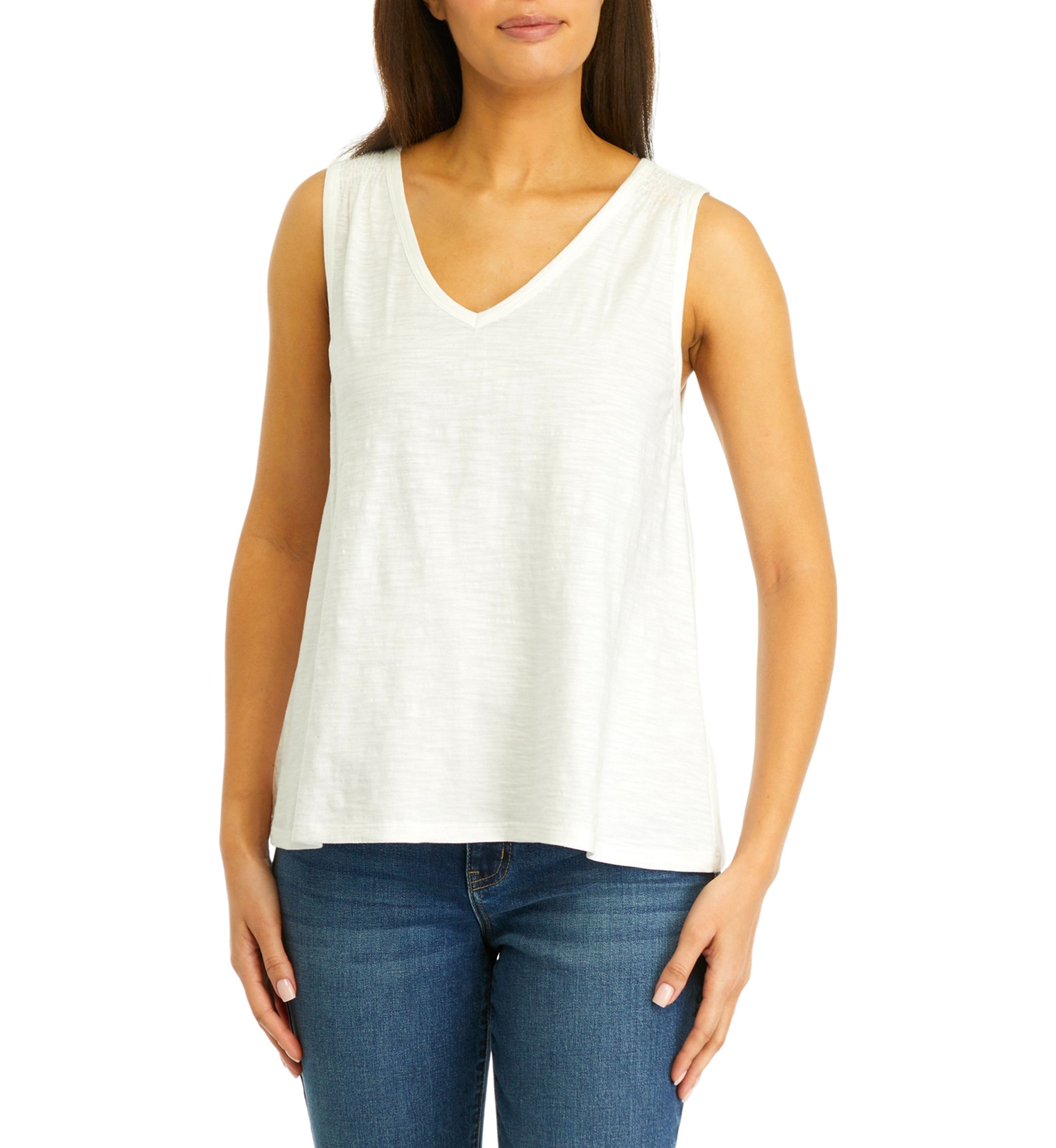 Womens Smocked Shoulder Top