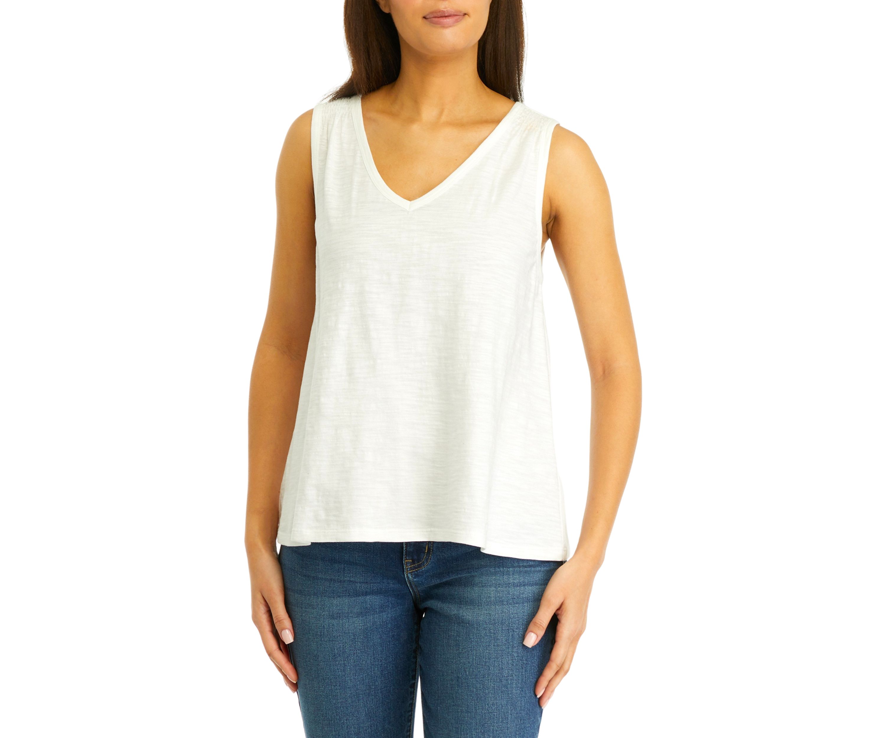 Womens Smocked Shoulder Top