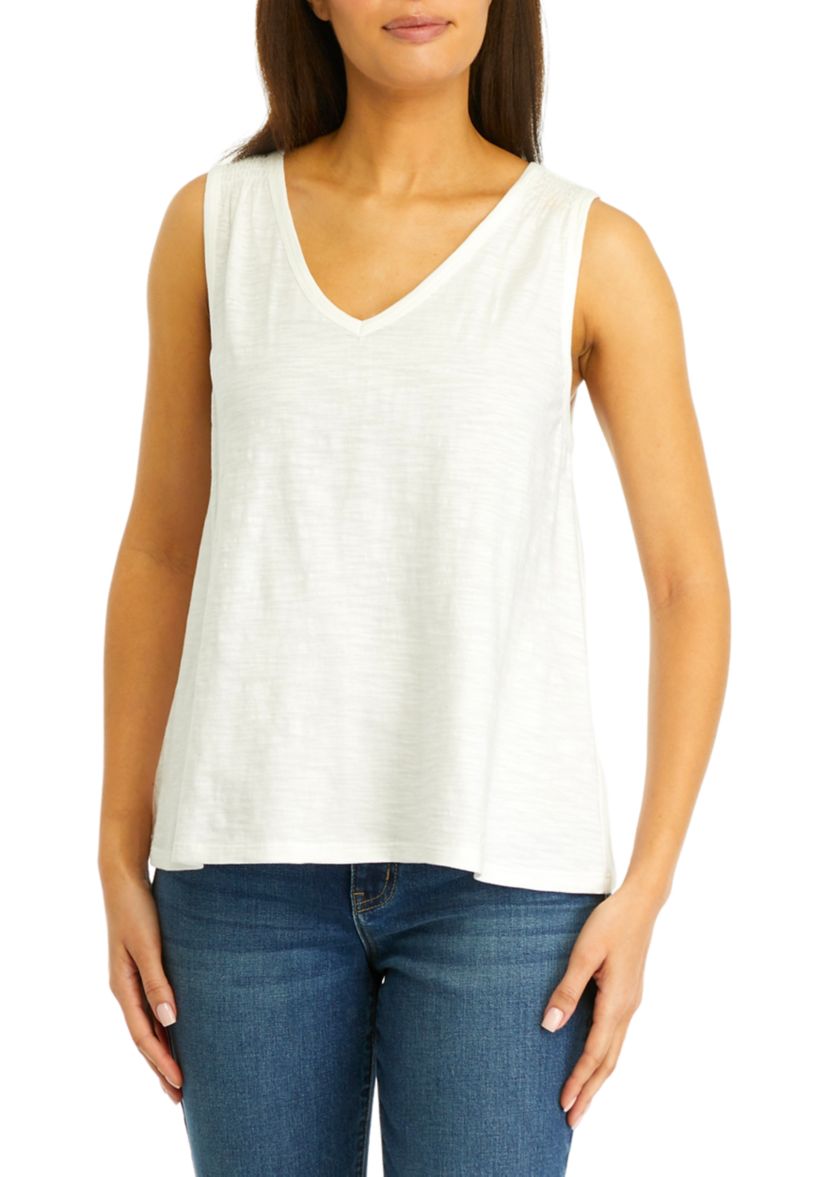 Womens Smocked Shoulder Top