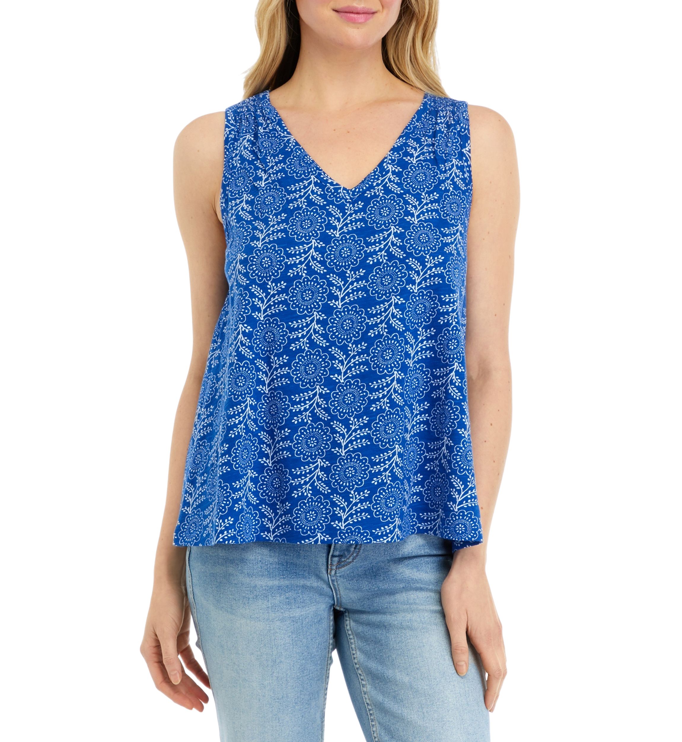 Womens Smocked Shoulder Printed Top