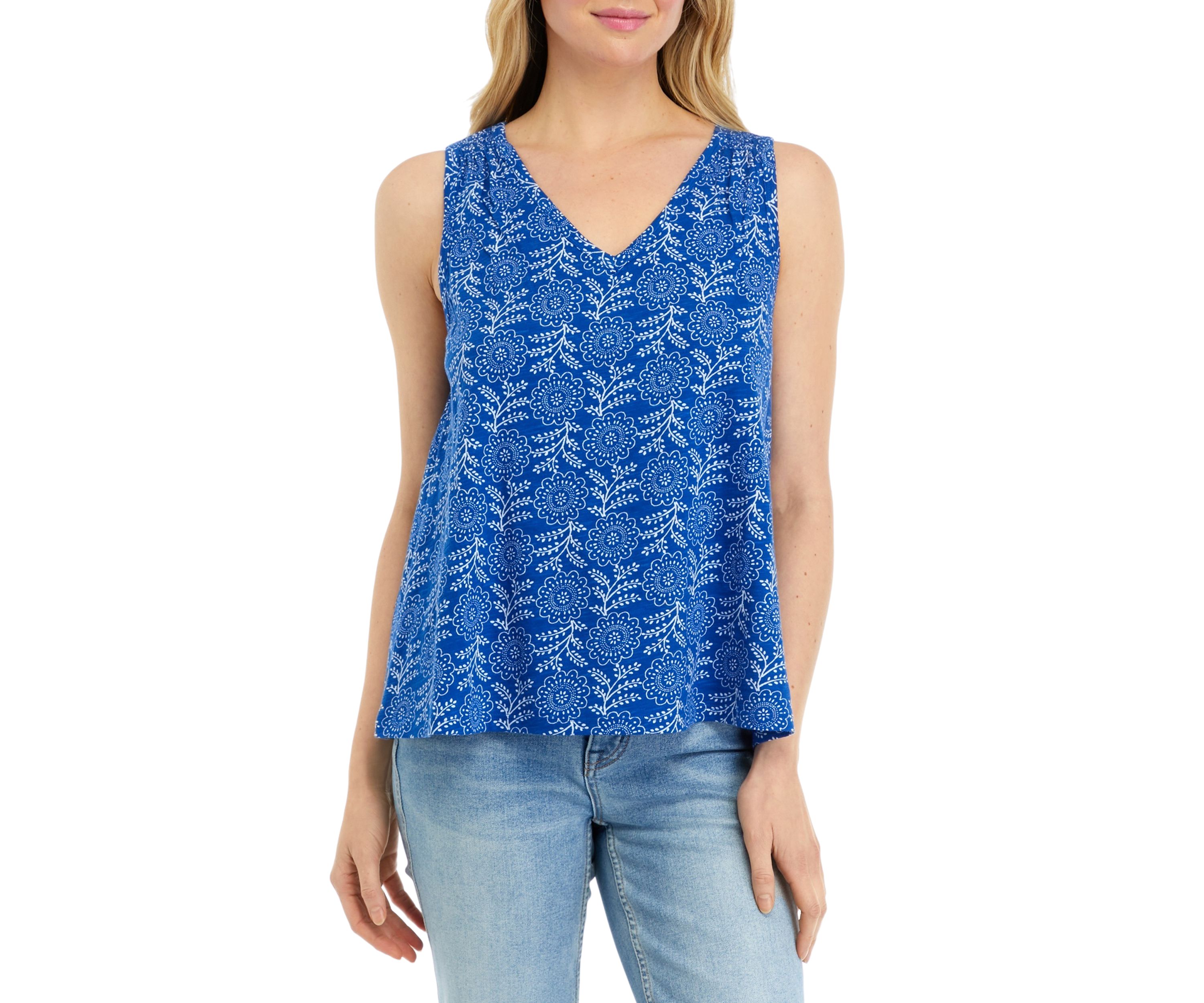 Womens Smocked Shoulder Printed Top