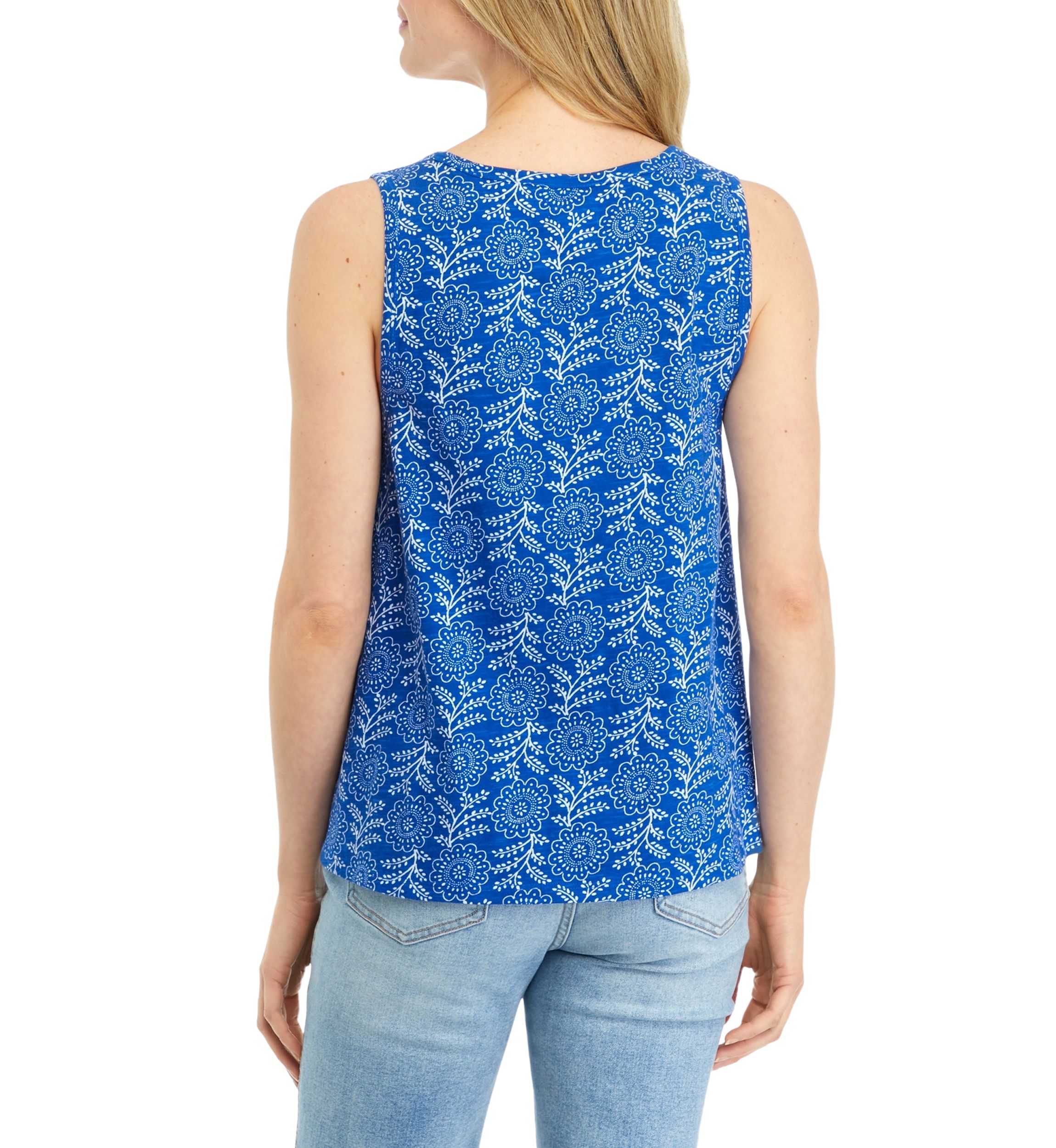 Womens Smocked Shoulder Printed Top