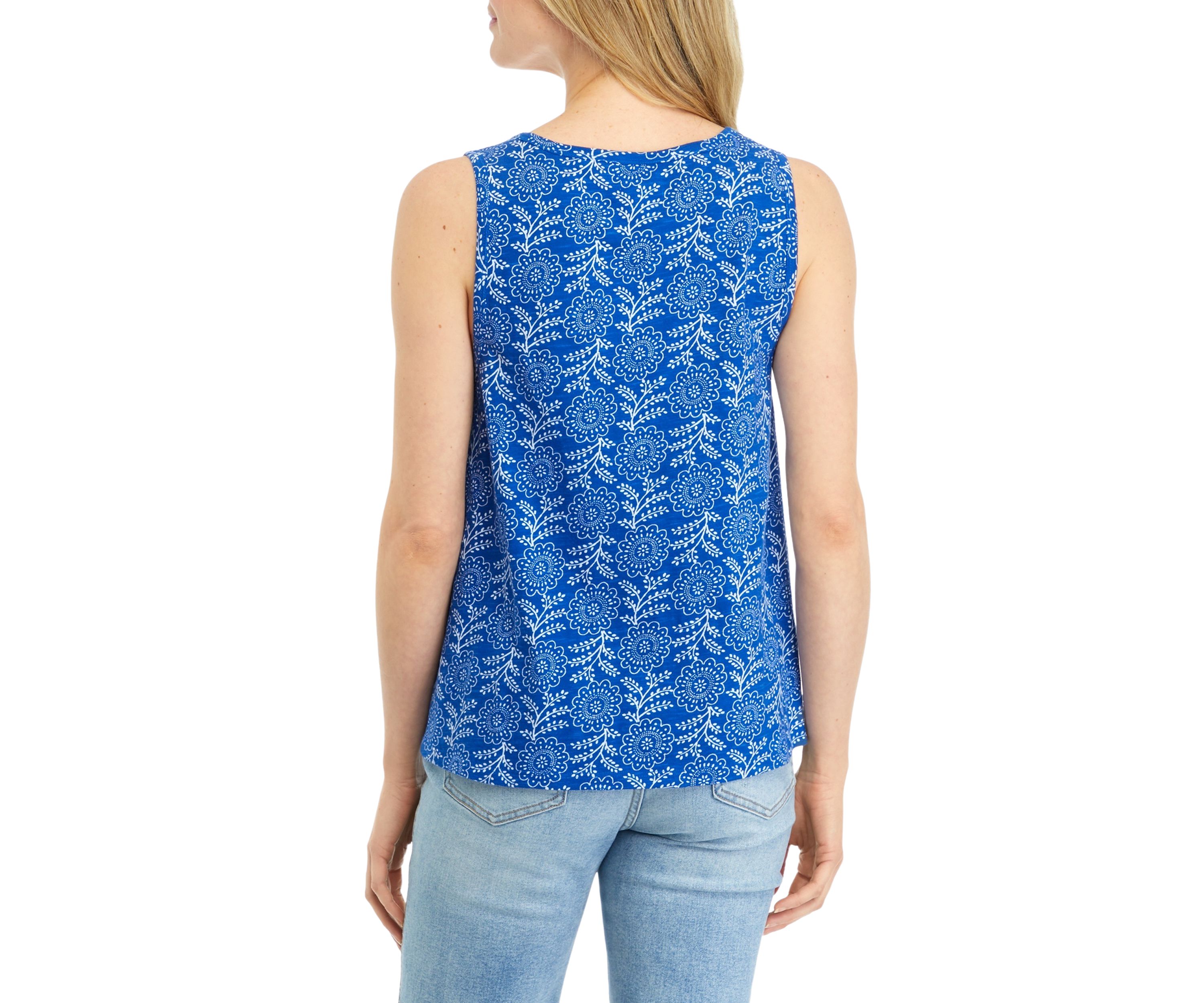 Womens Smocked Shoulder Printed Top