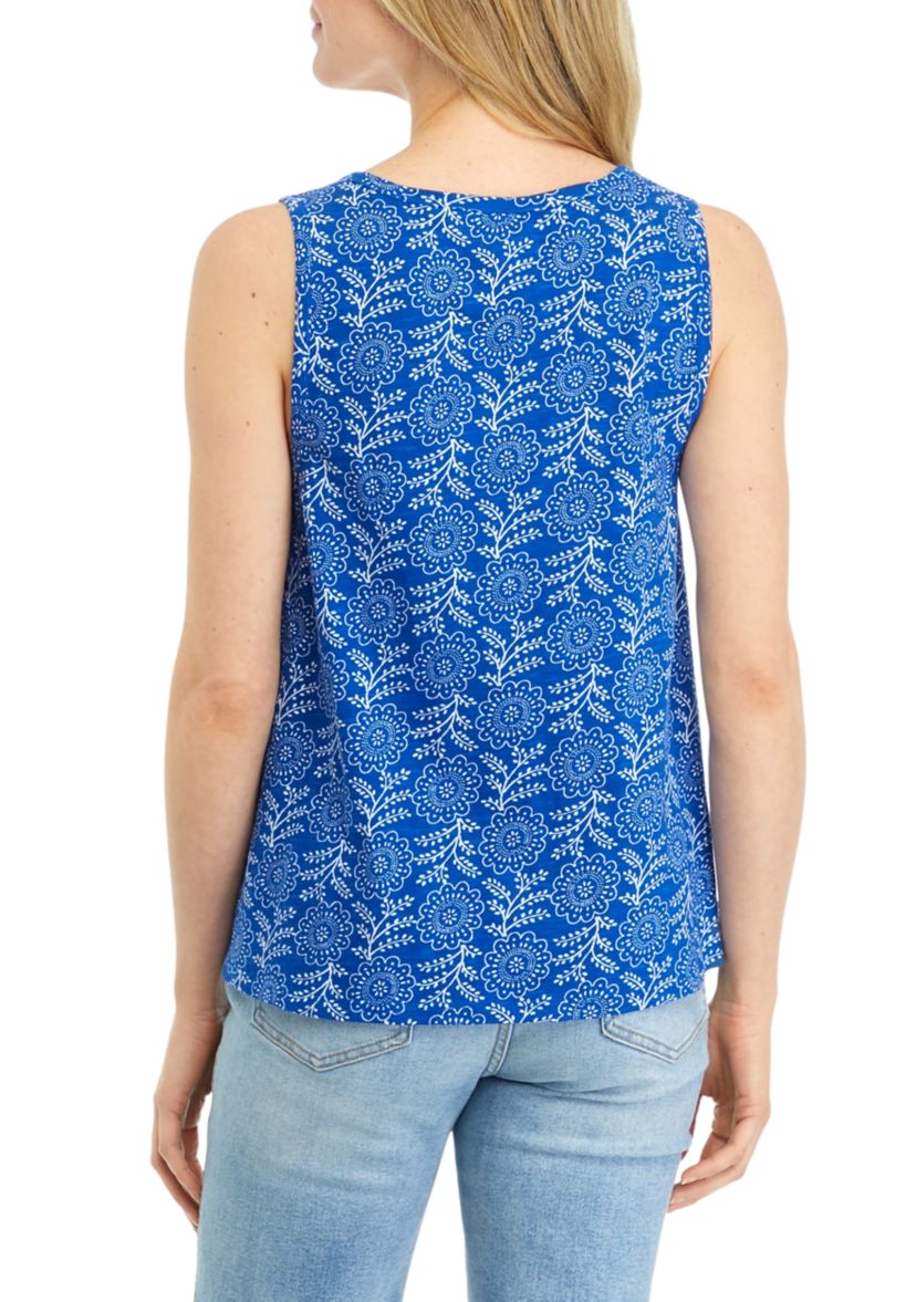 Womens Smocked Shoulder Printed Top