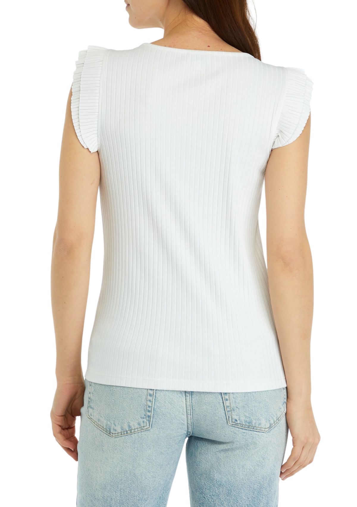Womens Flutter Sleeve Ribbed Tank Top