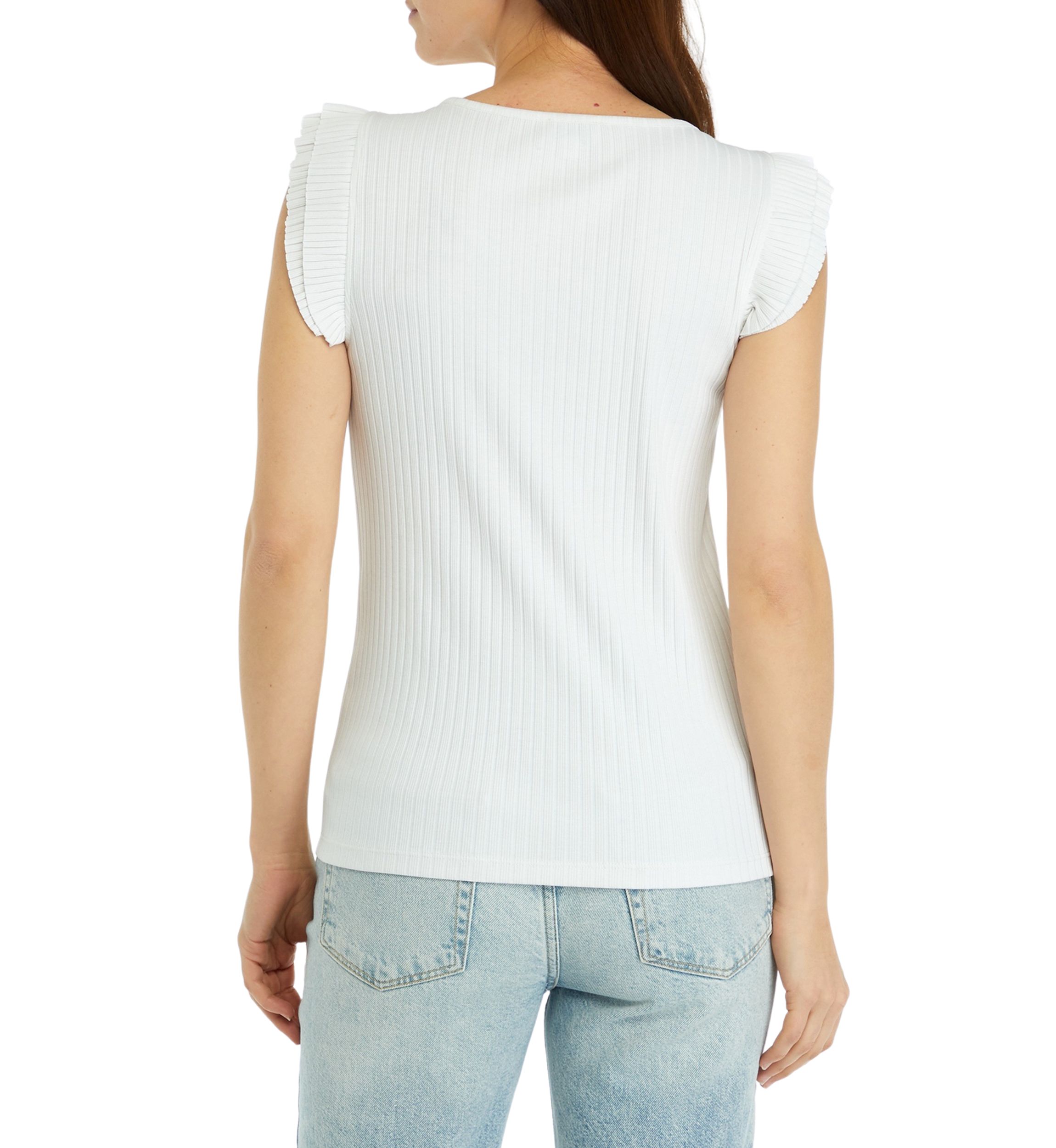 Womens Flutter Sleeve Ribbed Tank Top