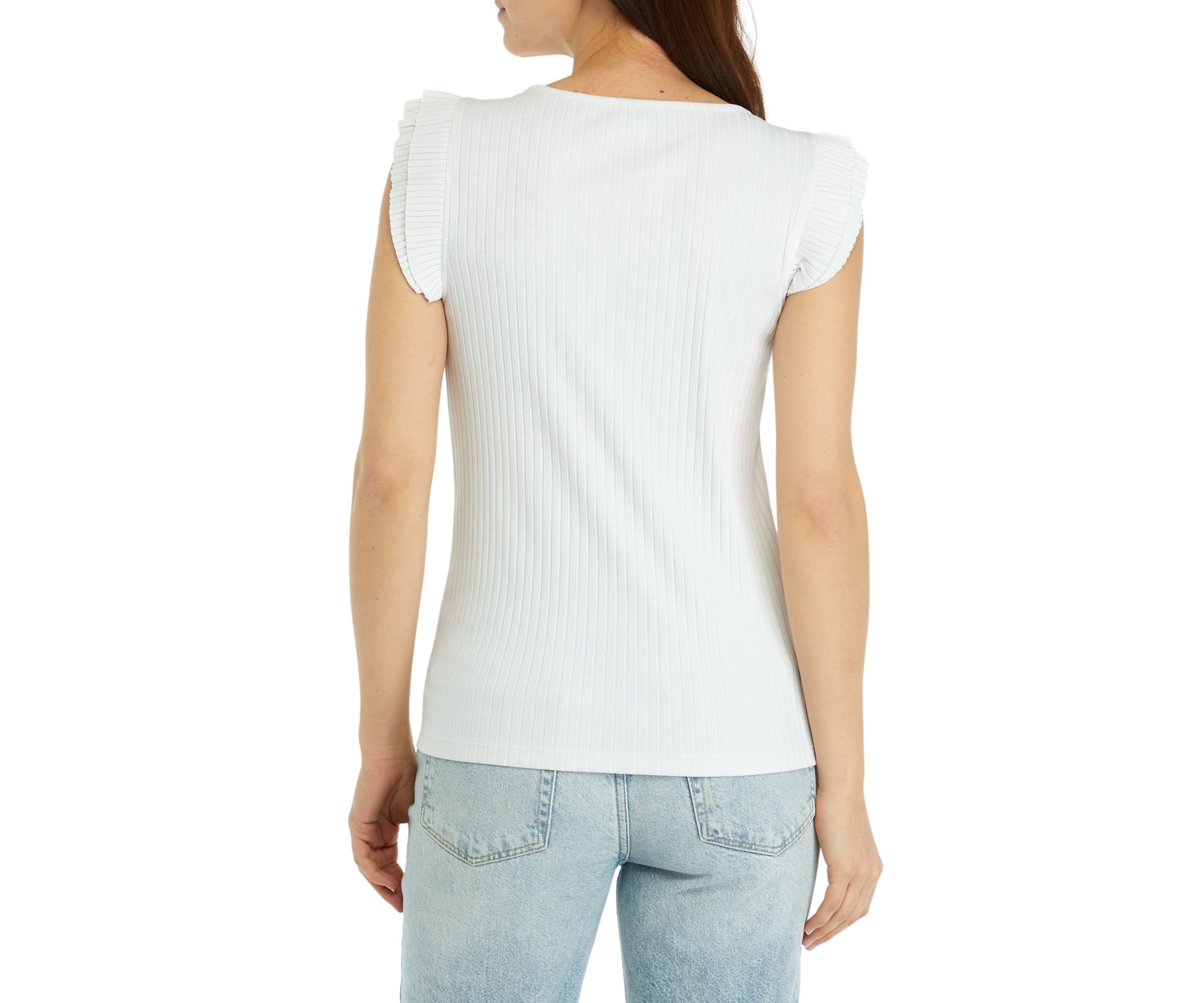 Womens Flutter Sleeve Ribbed Tank Top