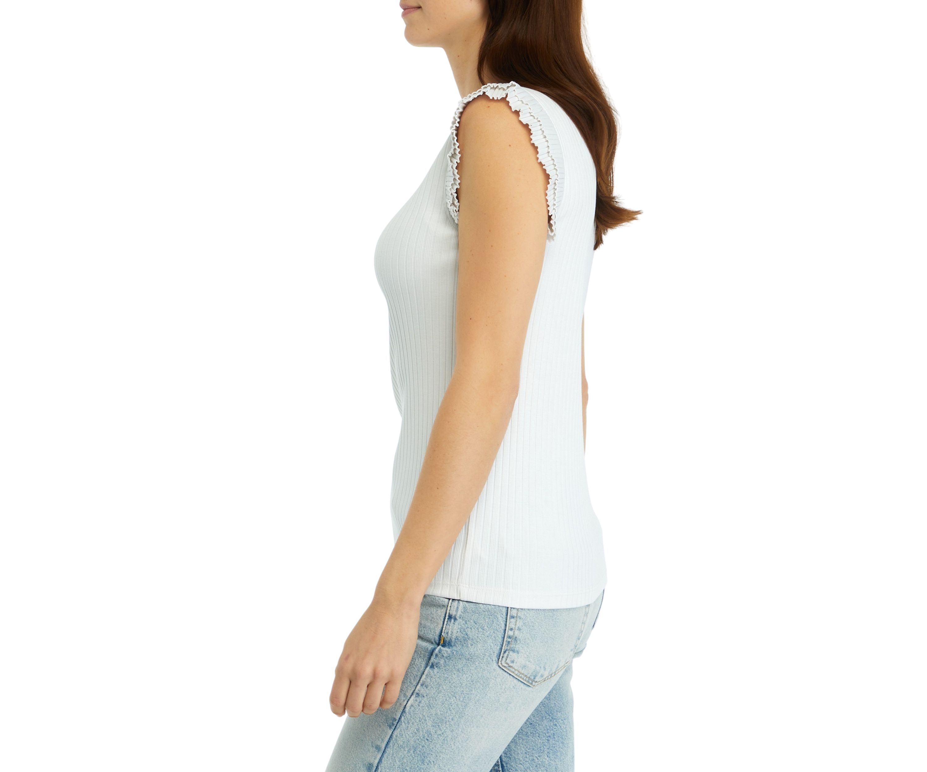 Womens Flutter Sleeve Ribbed Tank Top