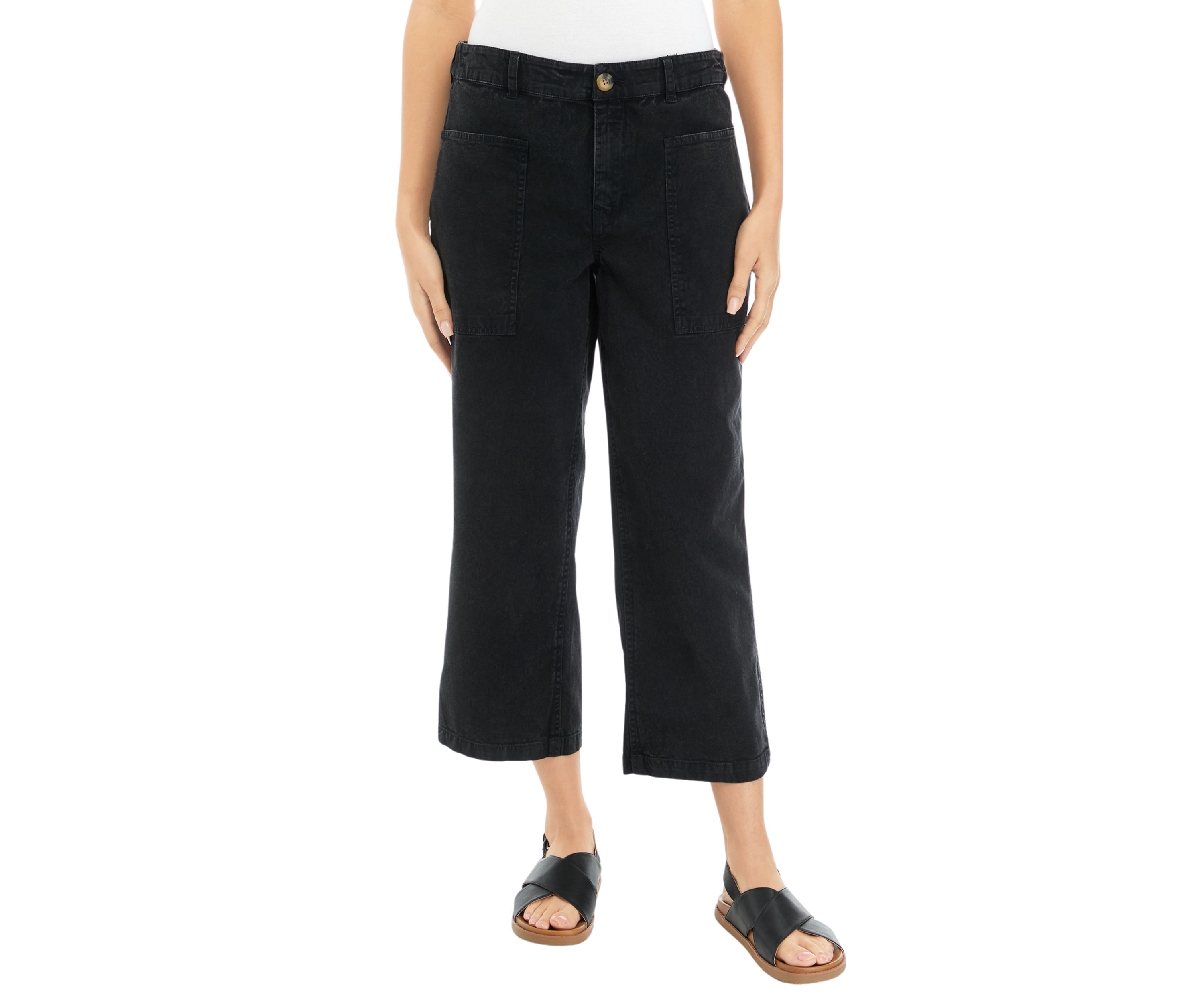 Womens Cropped High Rise Utility Pants