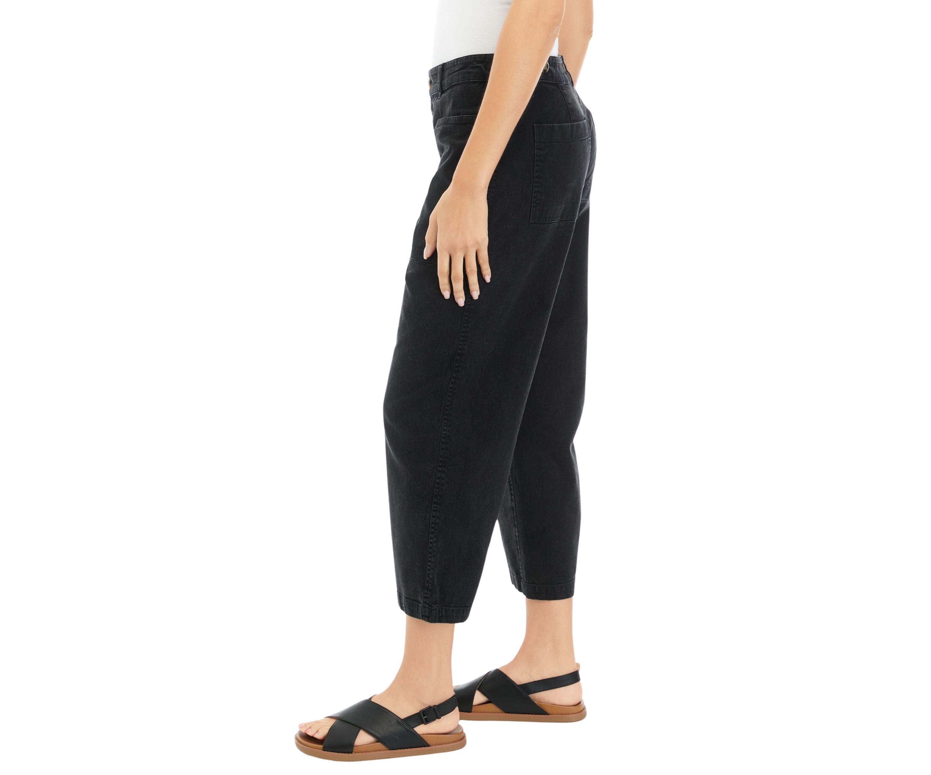 Womens Cropped High Rise Utility Pants