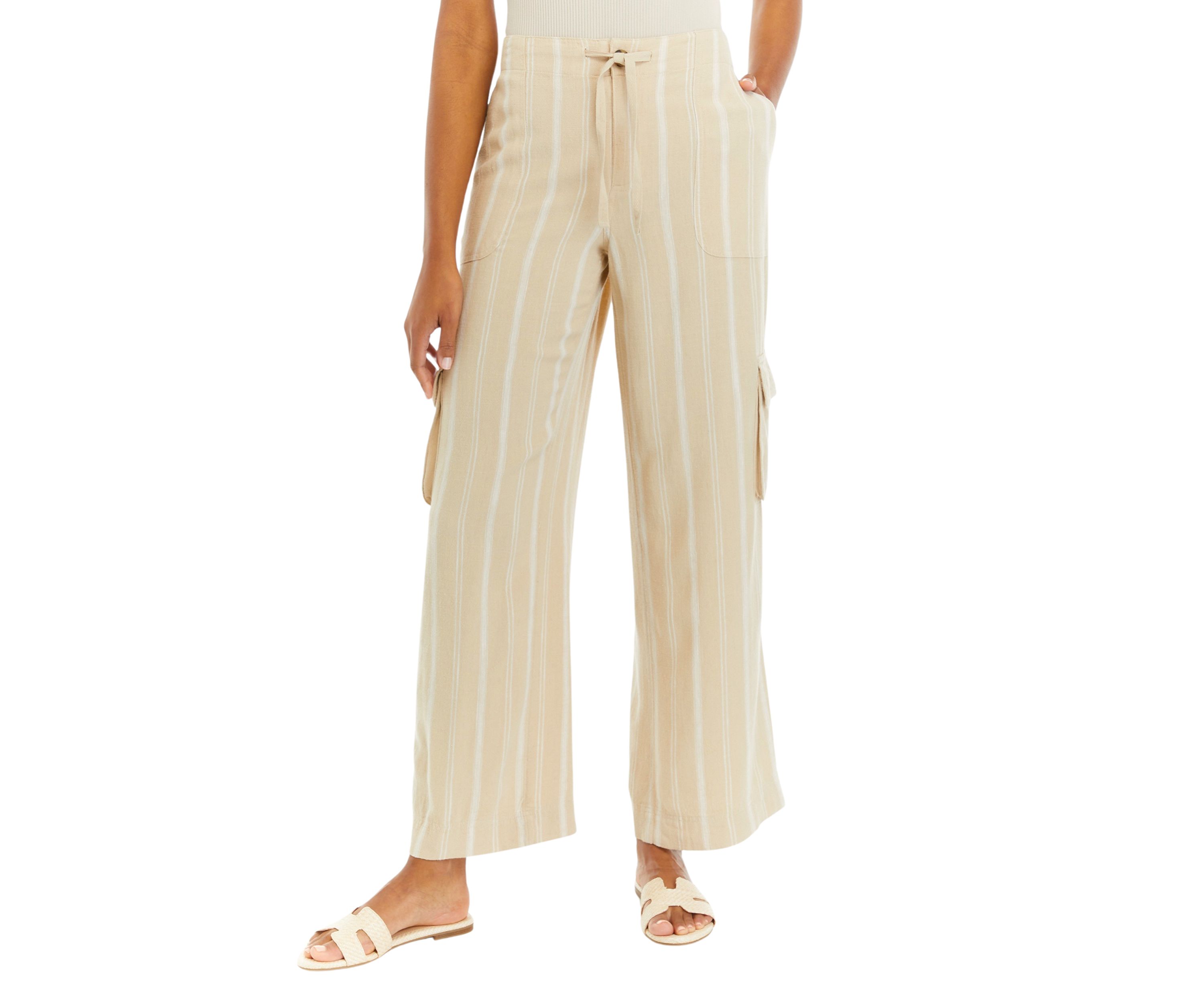 Womens Tie Waist Yarn Dyed Utility Pants