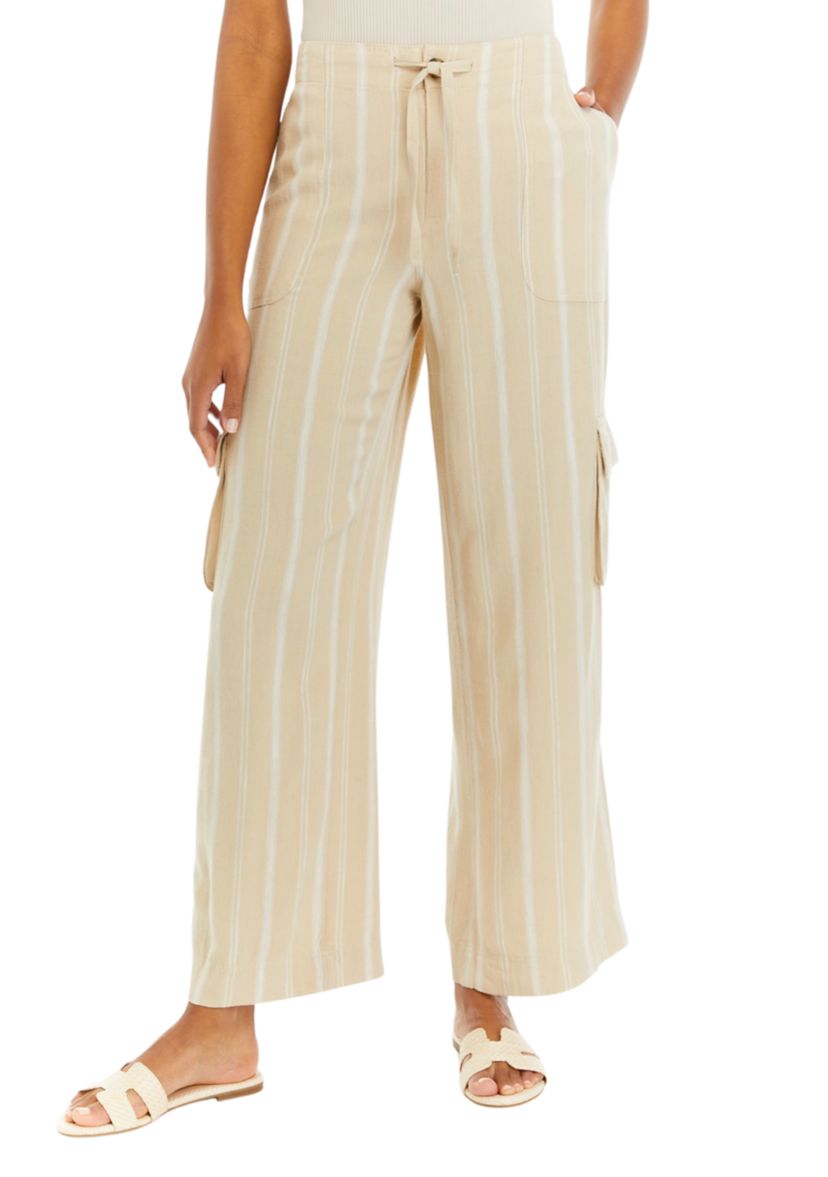 Womens Tie Waist Yarn Dyed Utility Pants