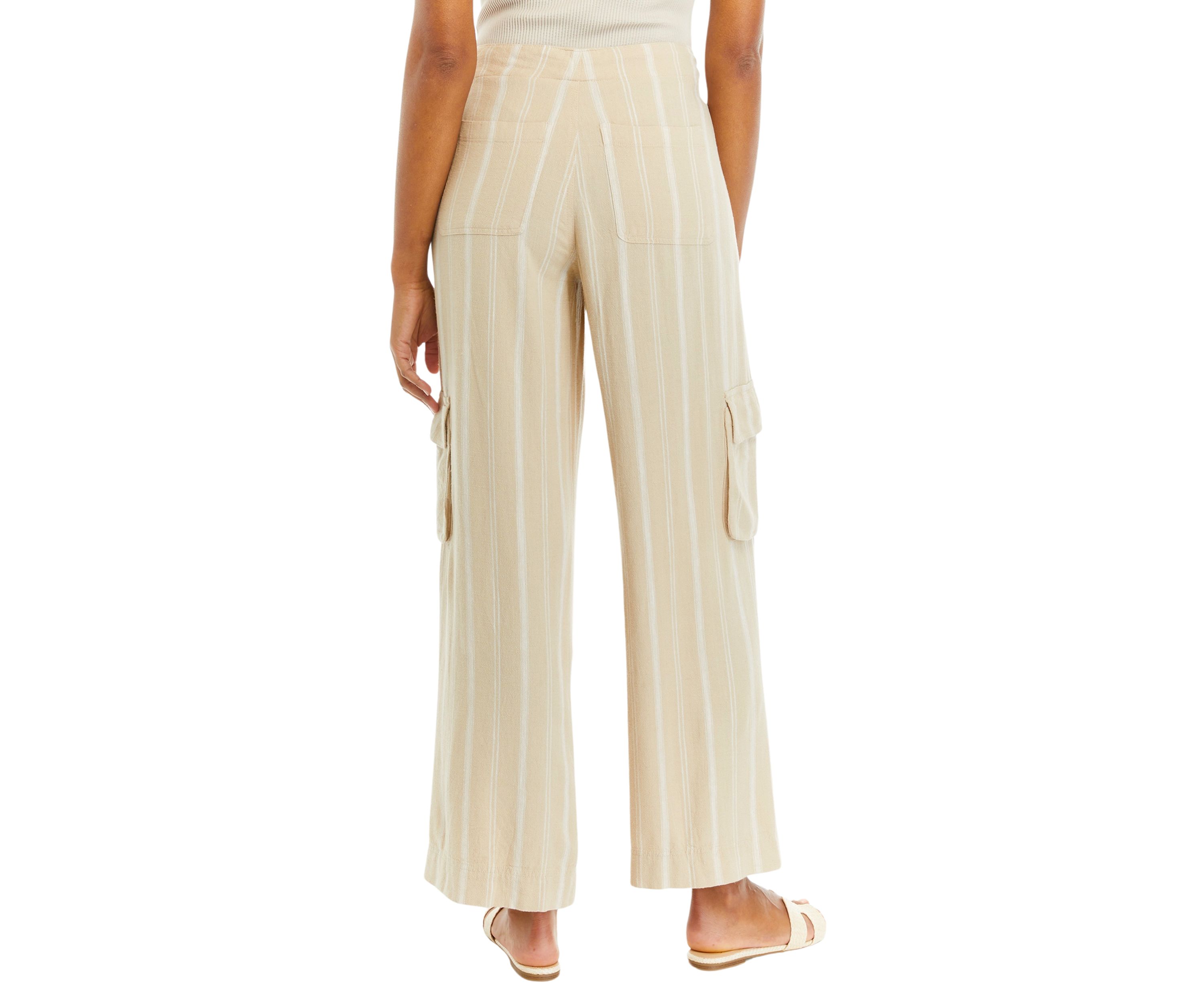 Womens Tie Waist Yarn Dyed Utility Pants