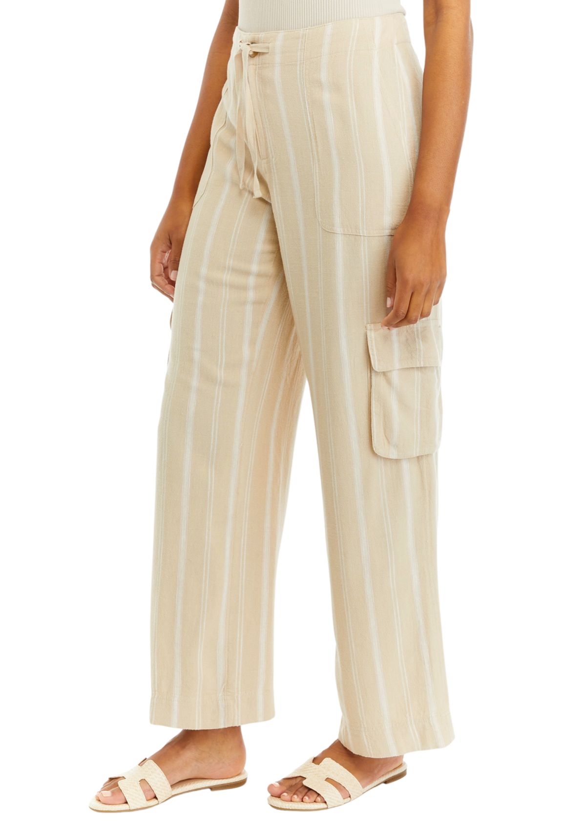 Womens Tie Waist Yarn Dyed Utility Pants