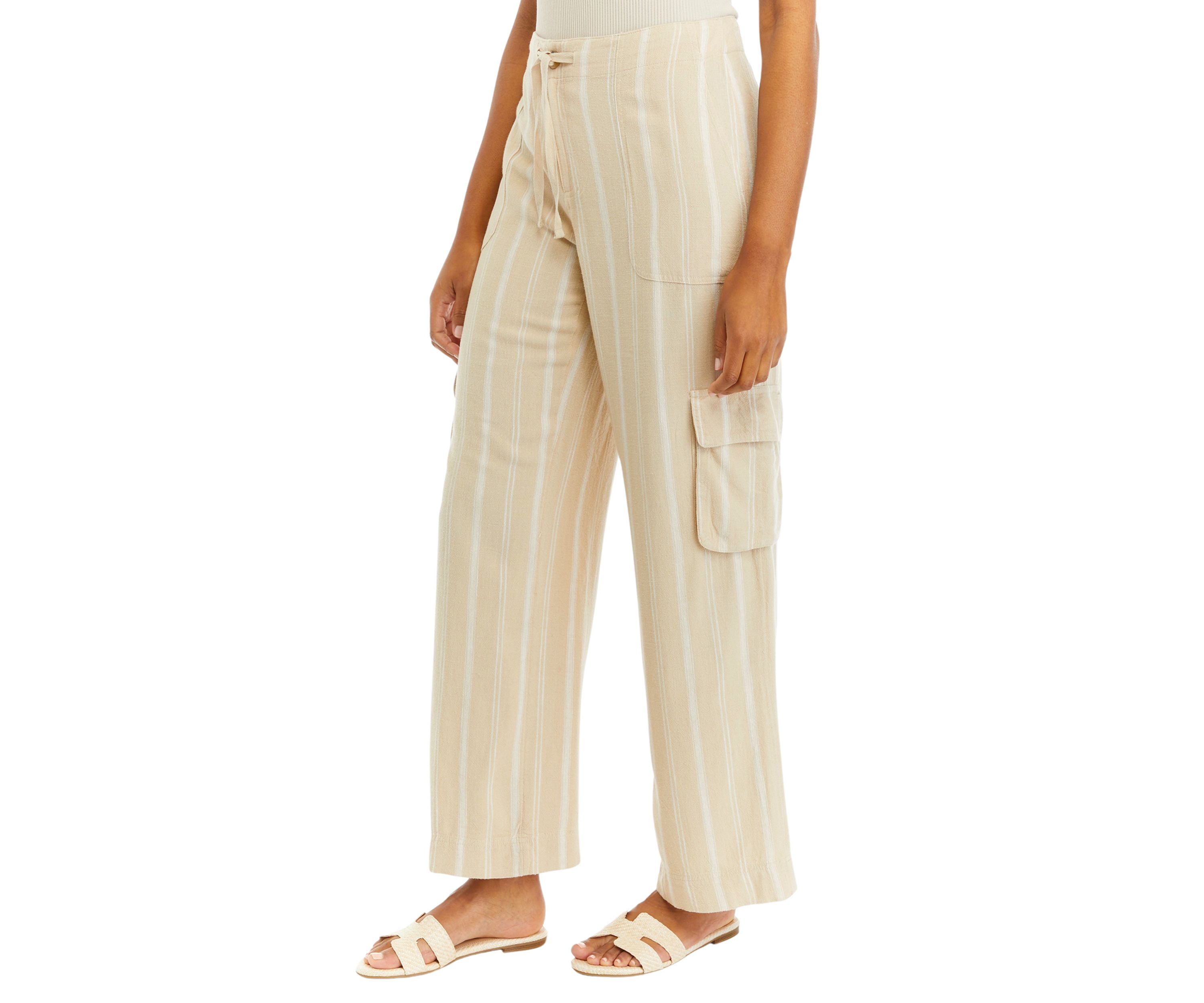 Womens Tie Waist Yarn Dyed Utility Pants