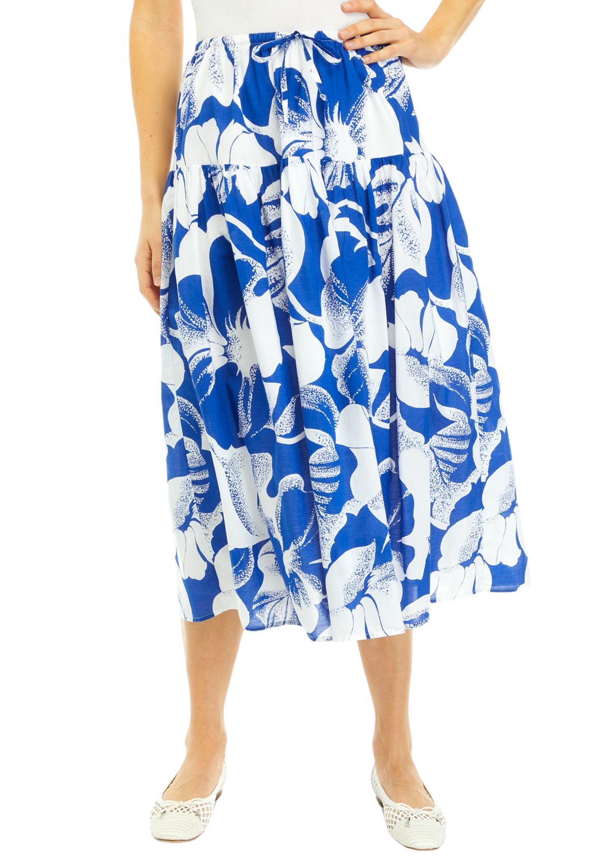 Womens Tie Waist Midi Skirt