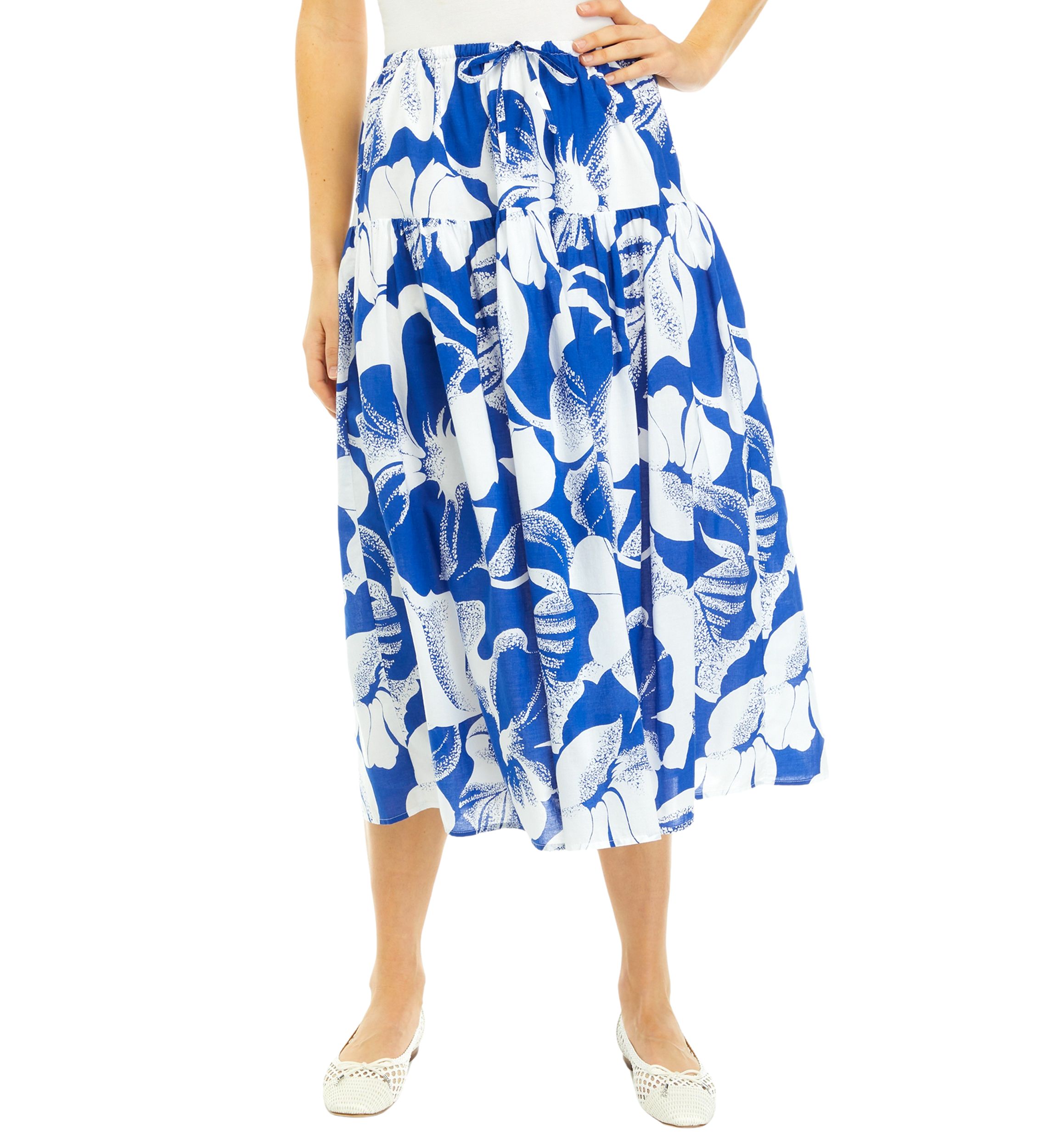Womens Tie Waist Midi Skirt