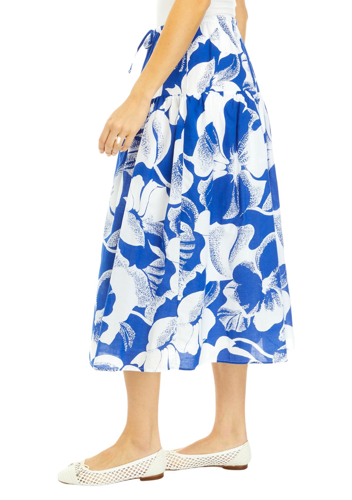 Womens Tie Waist Midi Skirt