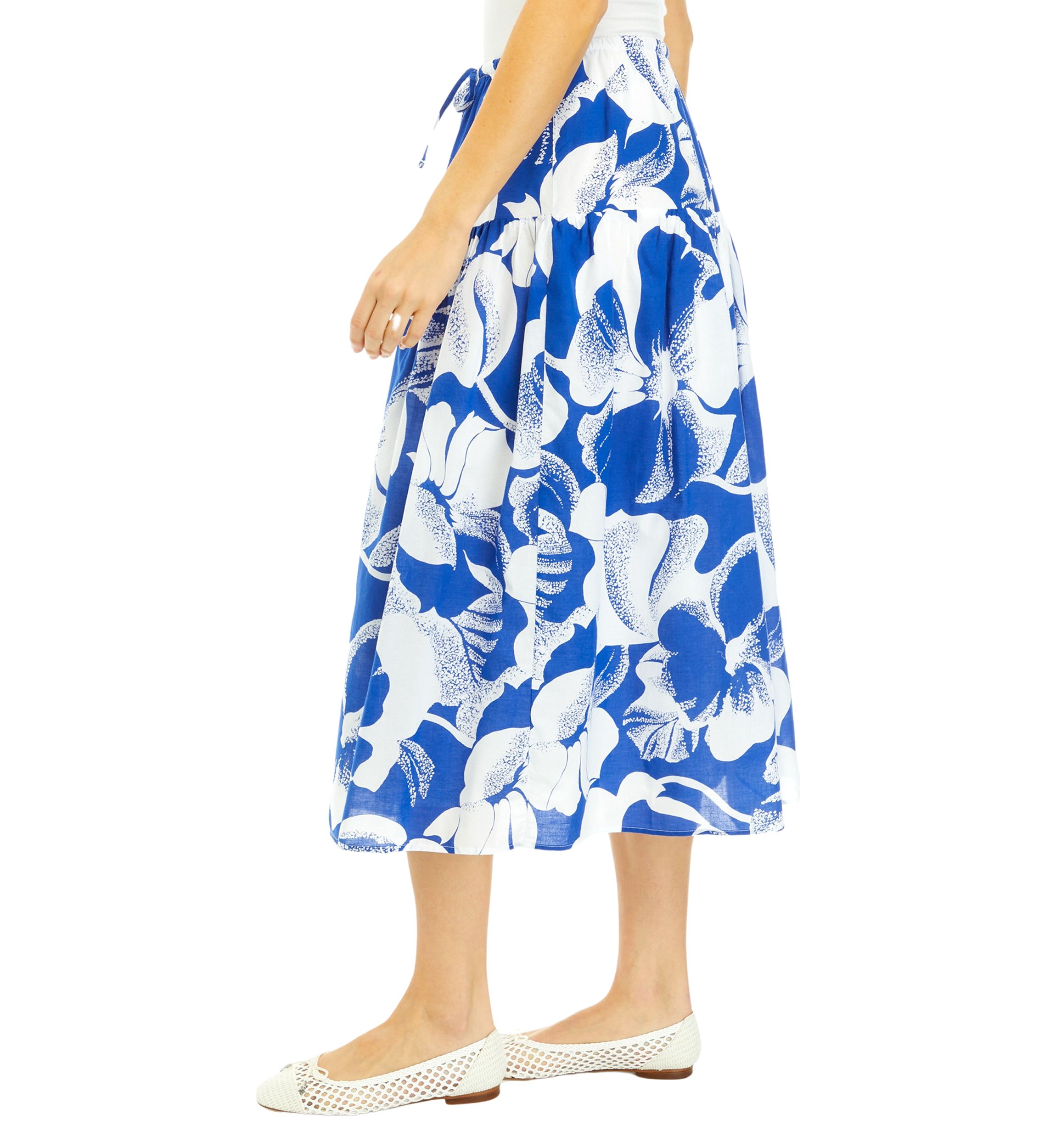 Womens Tie Waist Midi Skirt