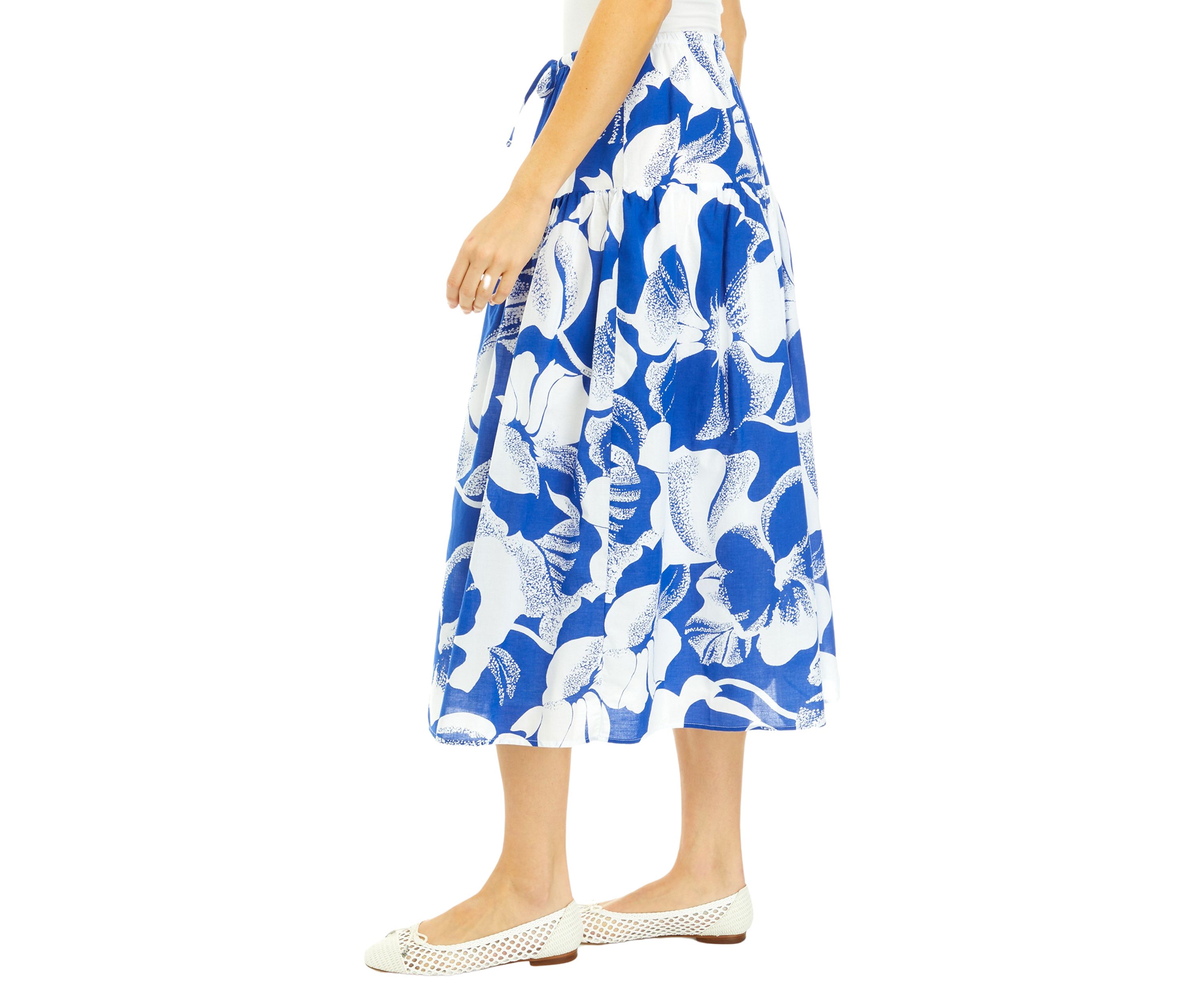 Womens Tie Waist Midi Skirt