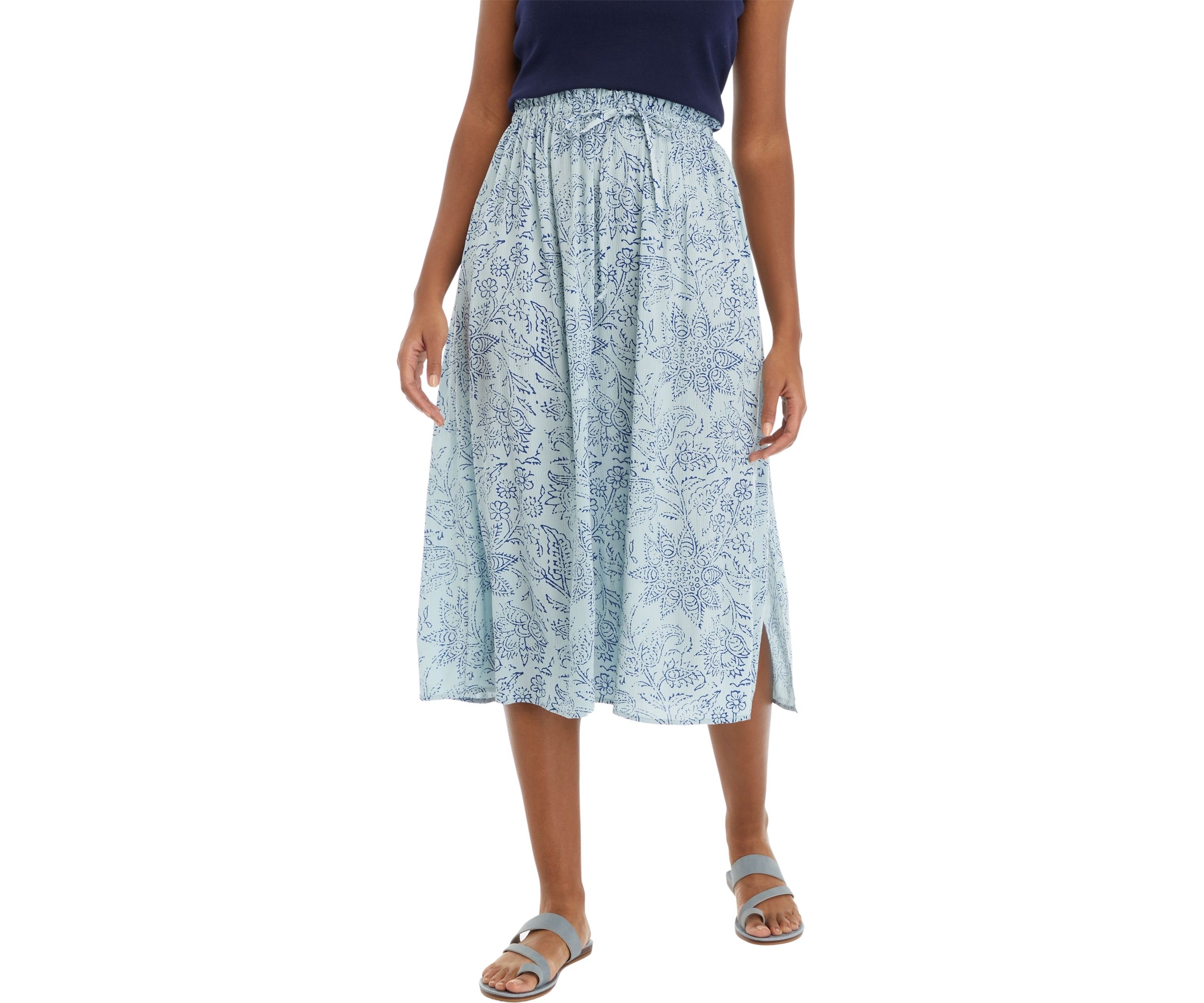 Womens Paper Bag Waist Midi Skirt